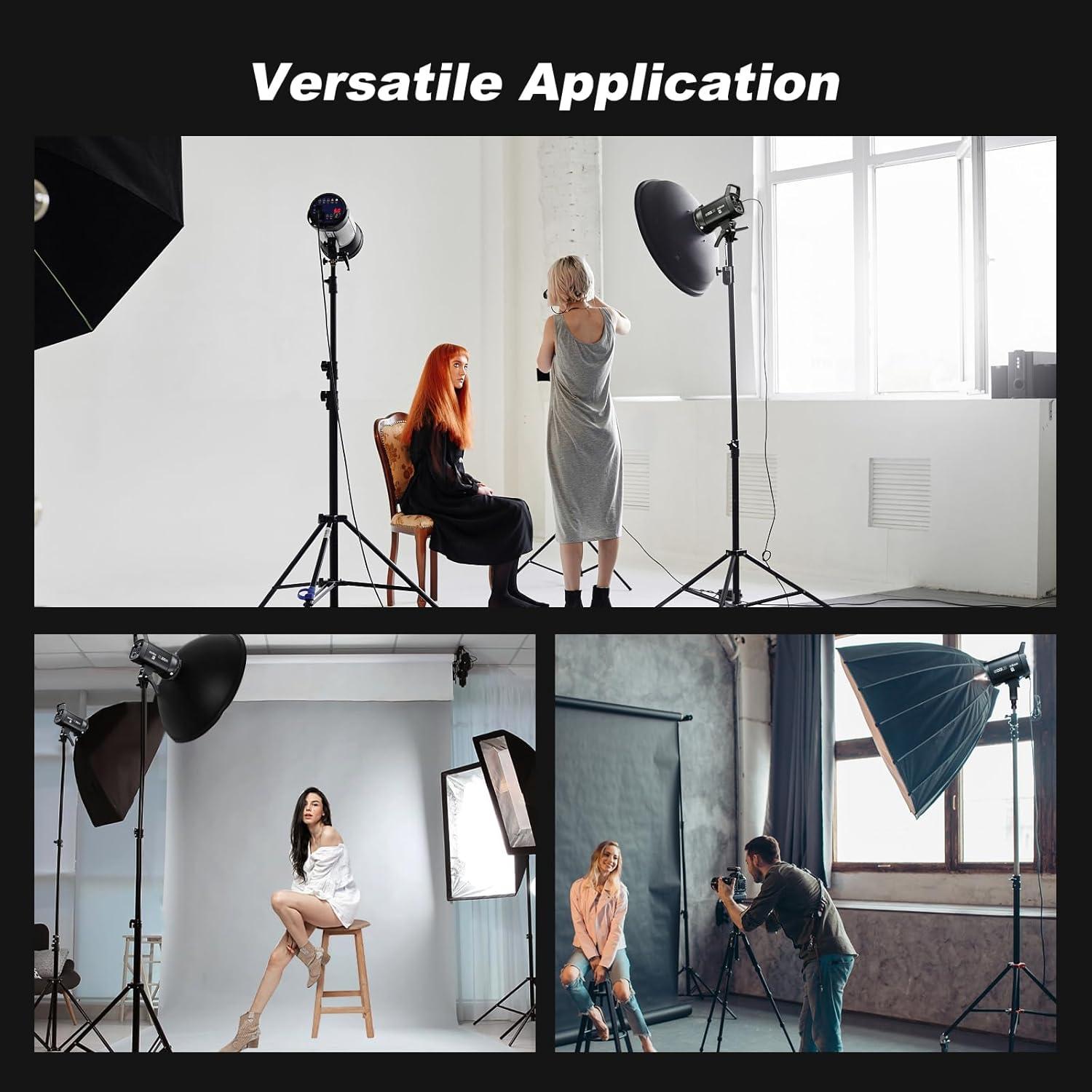 Godox 2PACK SL100Bi Professional COB LED Video Lighting Kit Bi Color Continuous Light Kit with 2*Light Stand 2* Softbox 1 * 5 in 1 Reflector 1*Carry Bag Studio Light for Photography Studio Shooting