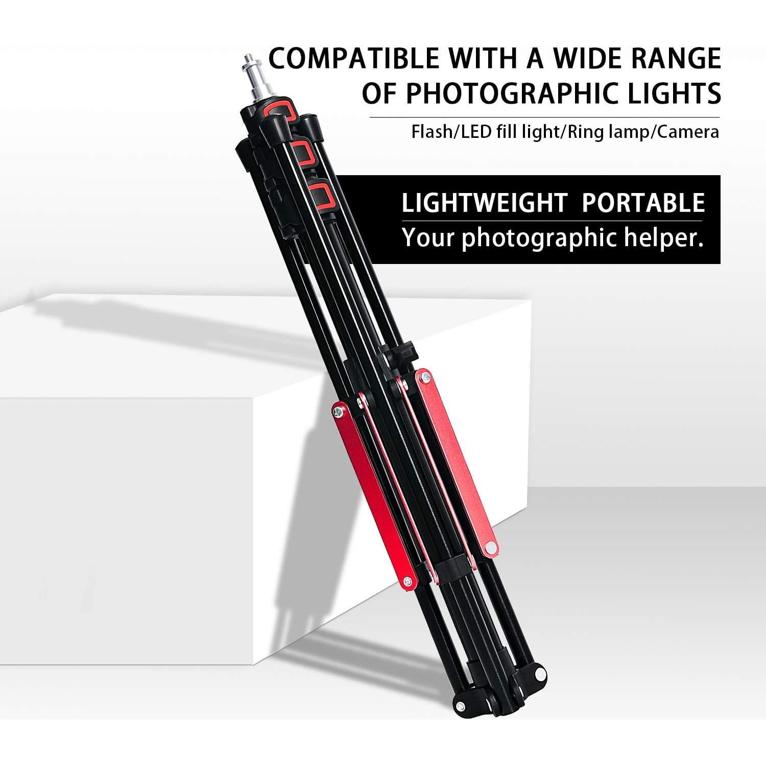 FOSOTO Photography 75" Light Stand Super Lightweight Aluminum Alloy Tripod Light Stand Reverse Legs for Ring Lights Relfectors Softboxes Umbrellas Backgrounds Video Studio with Carry Bag