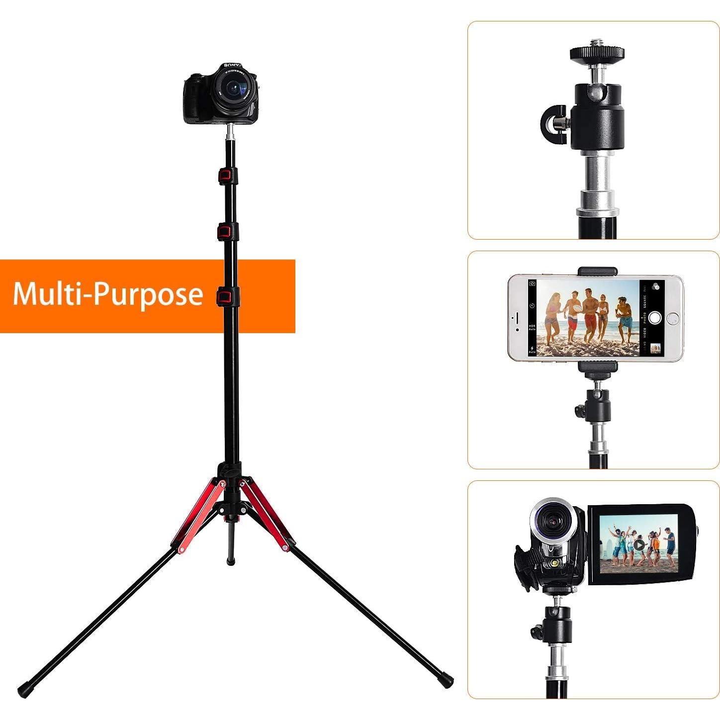 FOSOTO Photography 75" Light Stand Super Lightweight Aluminum Alloy Tripod Light Stand Reverse Legs for Ring Lights Relfectors Softboxes Umbrellas Backgrounds Video Studio with Carry Bag