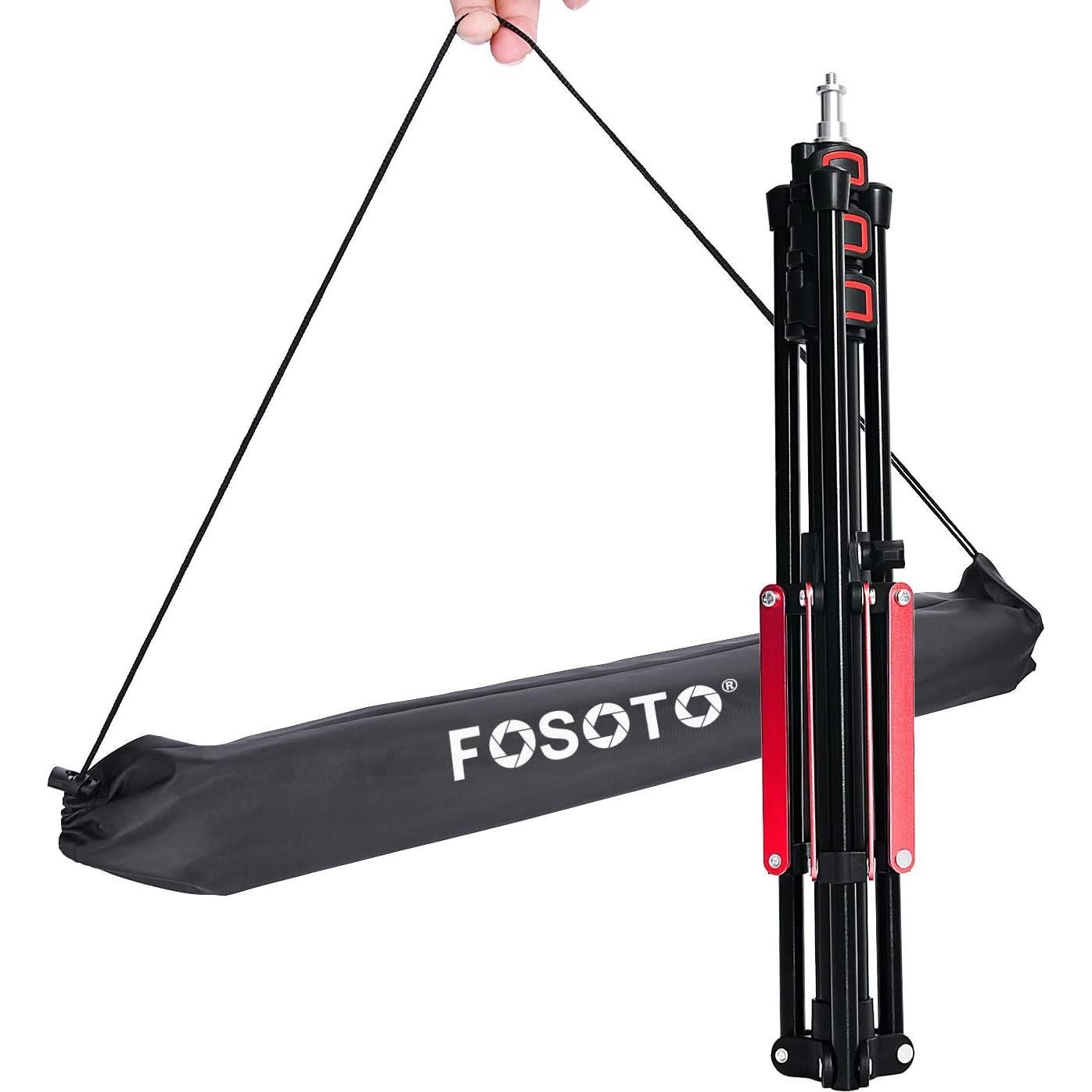 FOSOTO Photography 75" Light Stand Super Lightweight Aluminum Alloy Tripod Light Stand Reverse Legs for Ring Lights Relfectors Softboxes Umbrellas Backgrounds Video Studio with Carry Bag