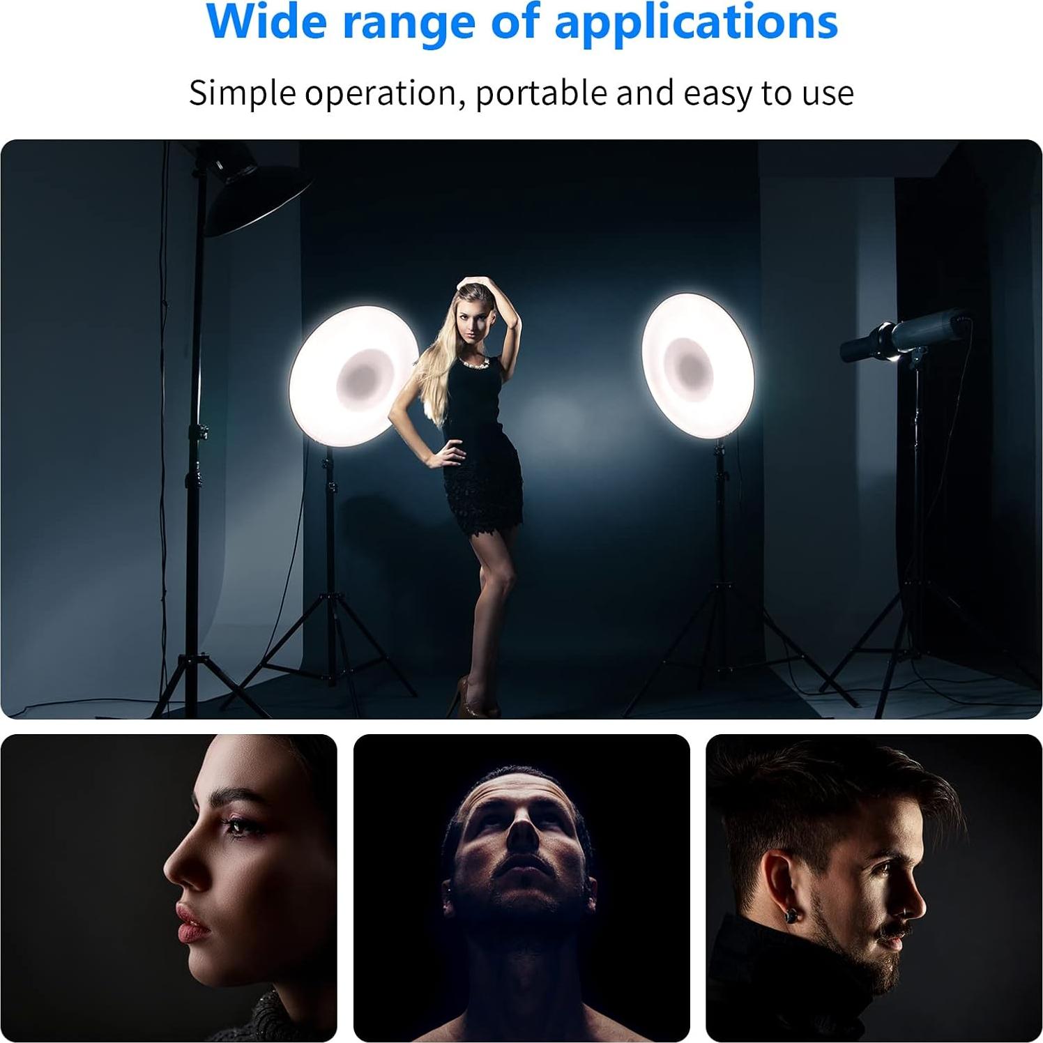 NEEWER 16"/41cm Aluminum Standard Reflector Beauty Dish with White Diffuser Sock for Bowens Mount Studio Strobe Flash Light, NEEWER Vision 4 ML300 S101-300W S101-400W etc