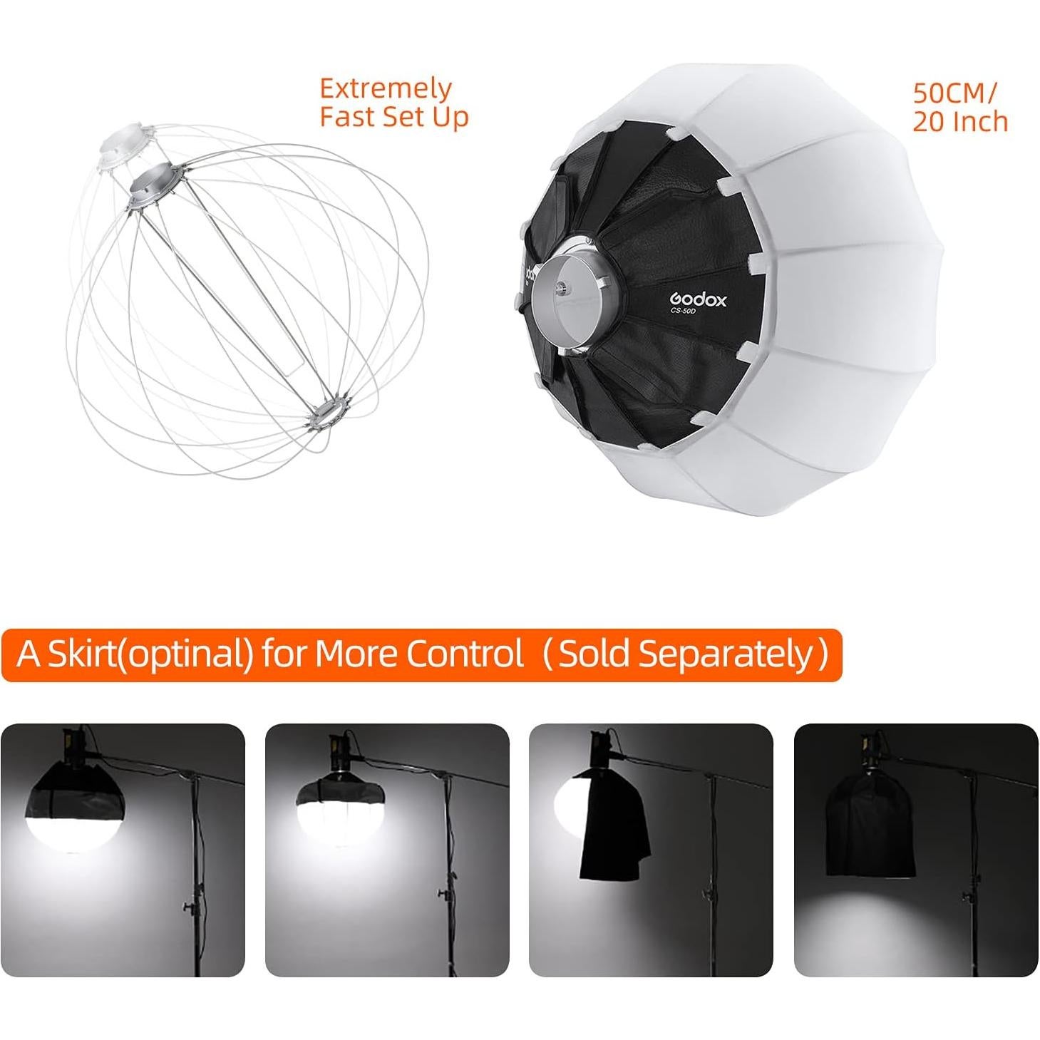 Softbox Plegable Godox CS-50D 50cm Modificador de Luz Bowens