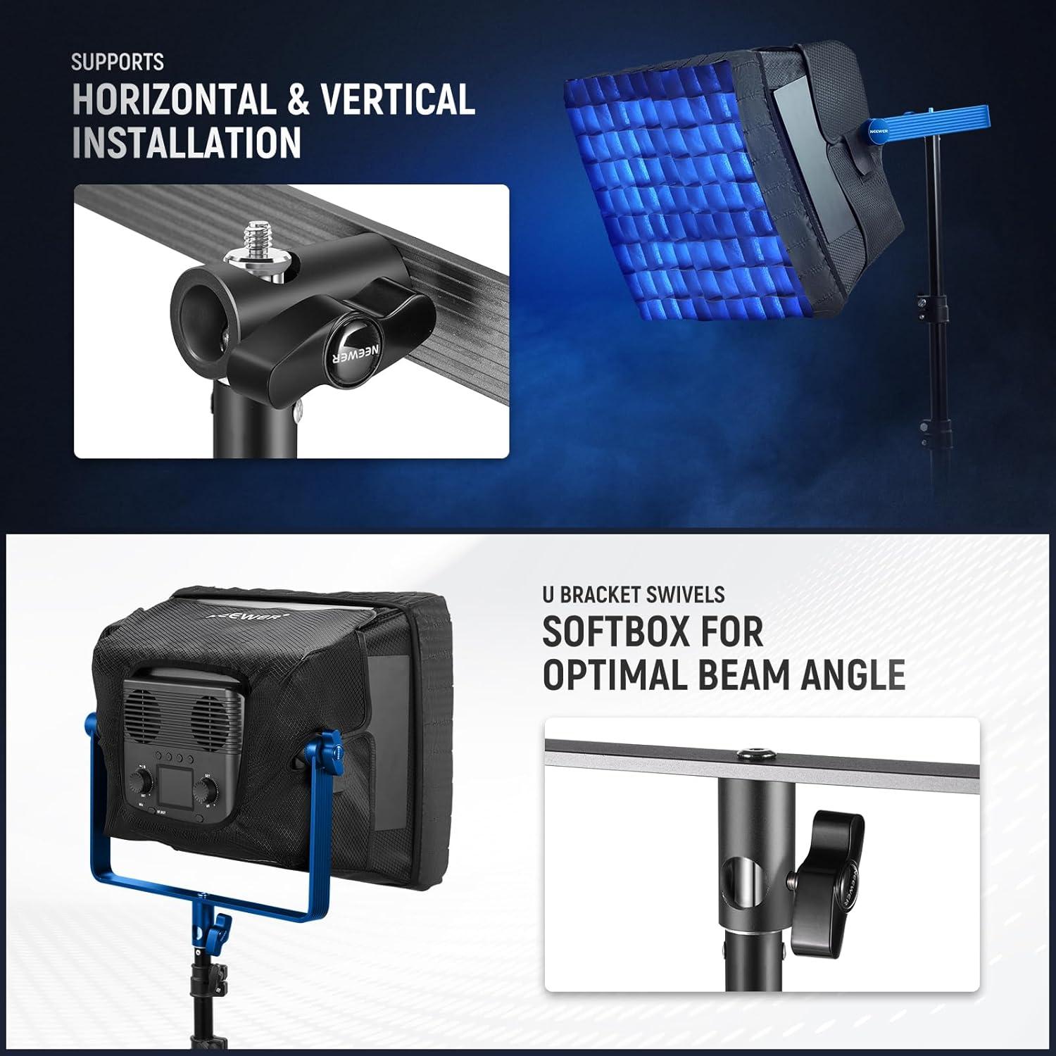 Kit de Luz de Video LED RGB NEEWER PL60C 60W con Soportes 2m