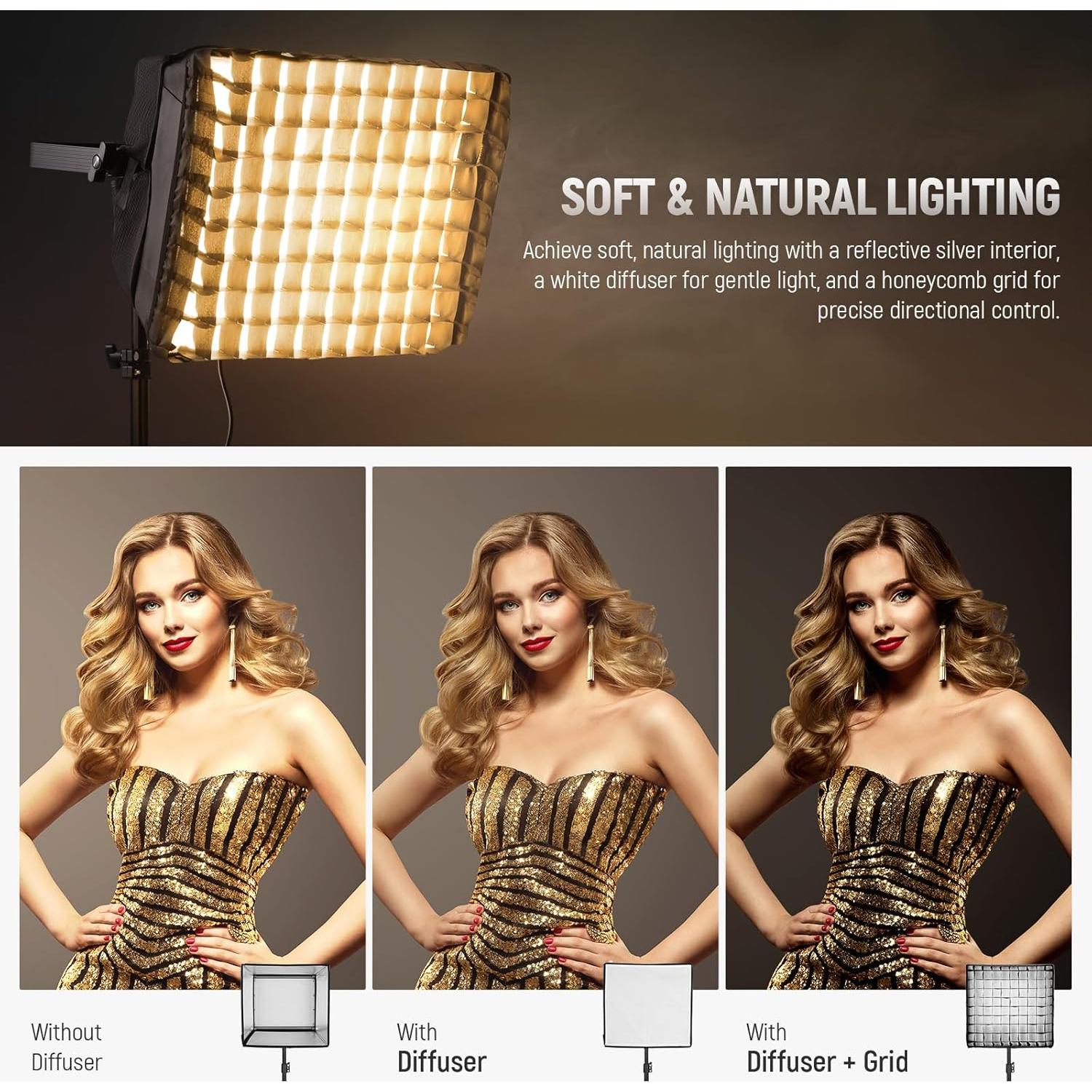 Kit de Luz de Video LED RGB NEEWER PL60C 60W con Soportes 2m