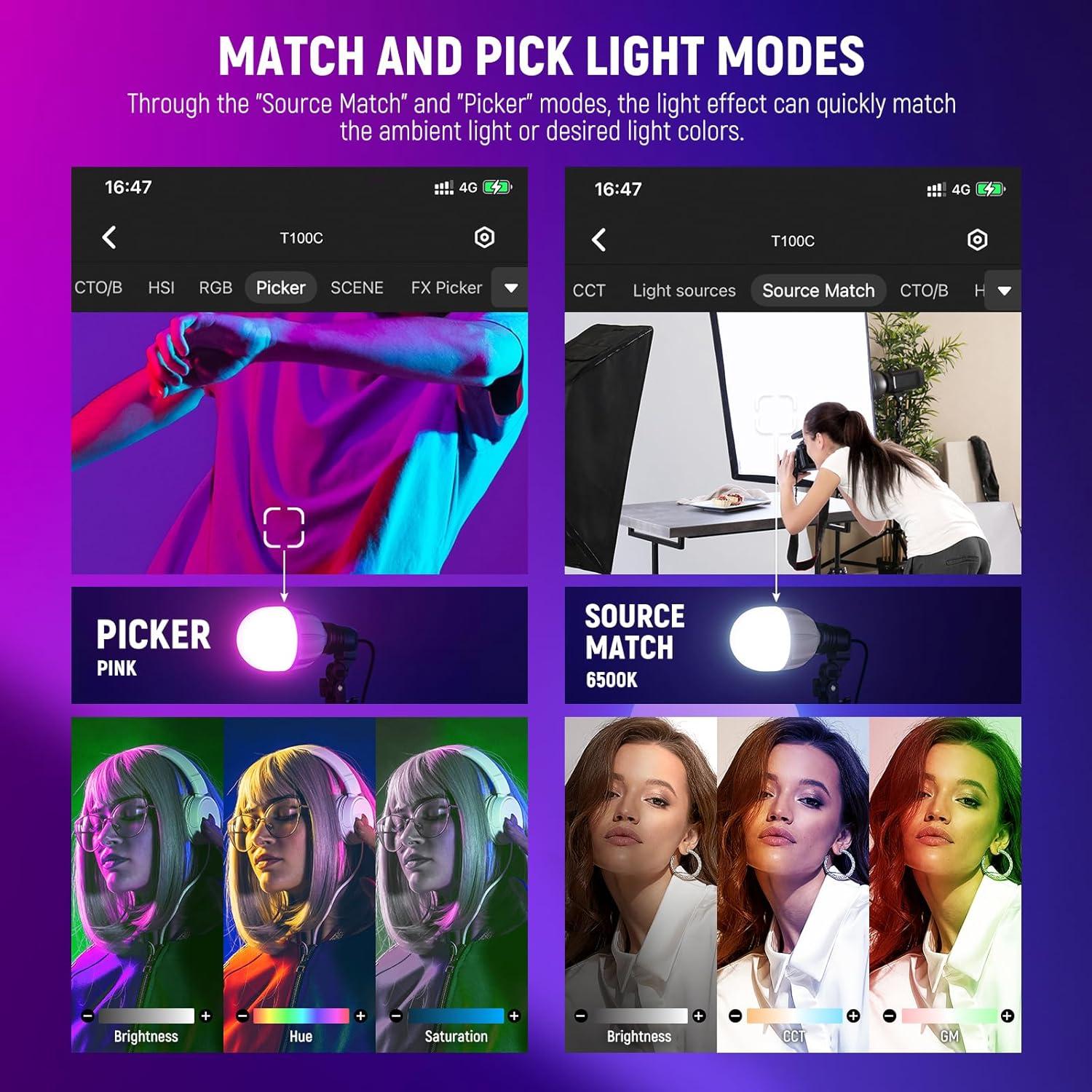 Bombilla LED RGB NEEWER 26W Control App 2700K-6500K E26