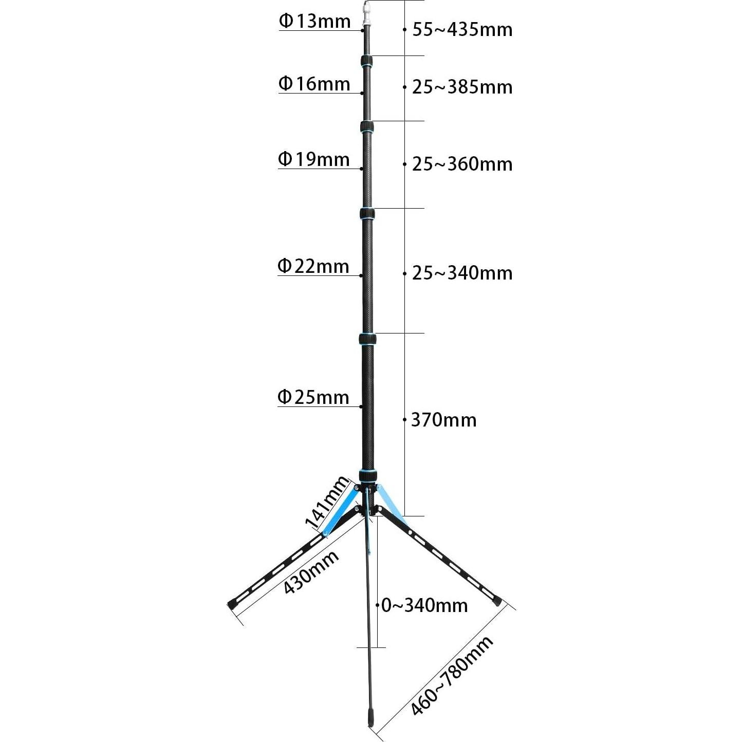 Soporte de Luz Trípode FOSOTO FT-220LS Fibra Carbono 222.5 cm
