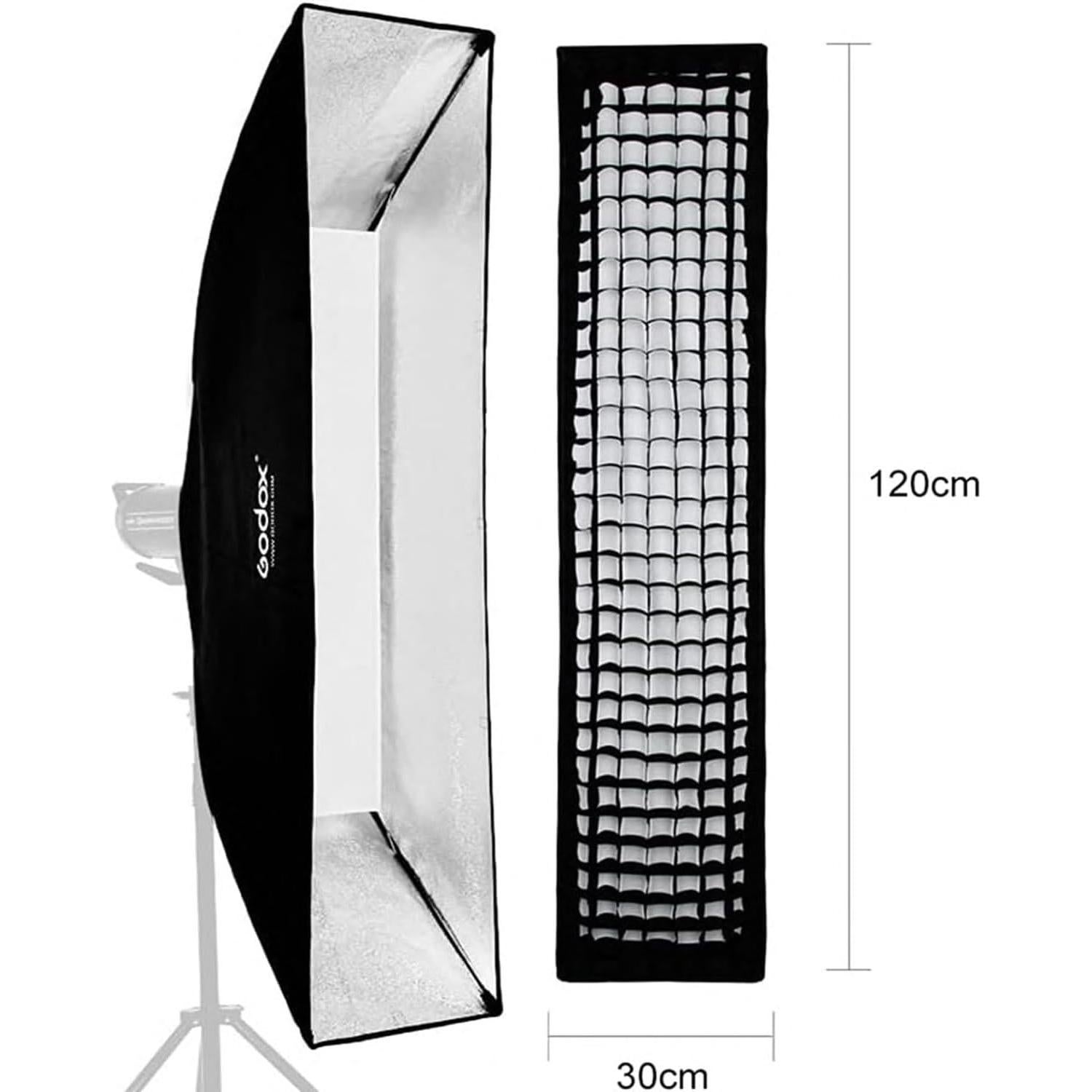 Godox Softbox 30x120cm Montaje Bowens con Rejilla Panal