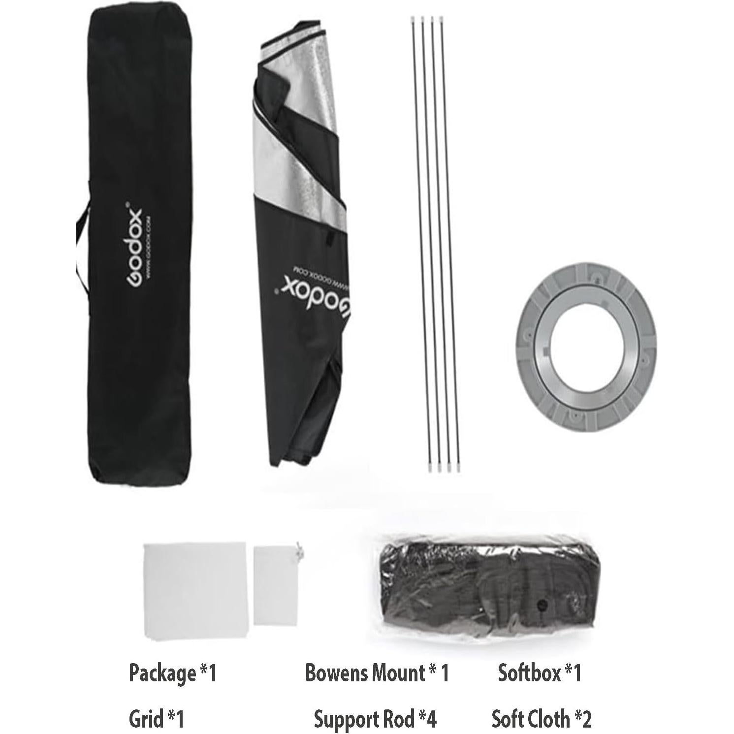 Godox Softbox 30x120cm Montaje Bowens con Rejilla Panal