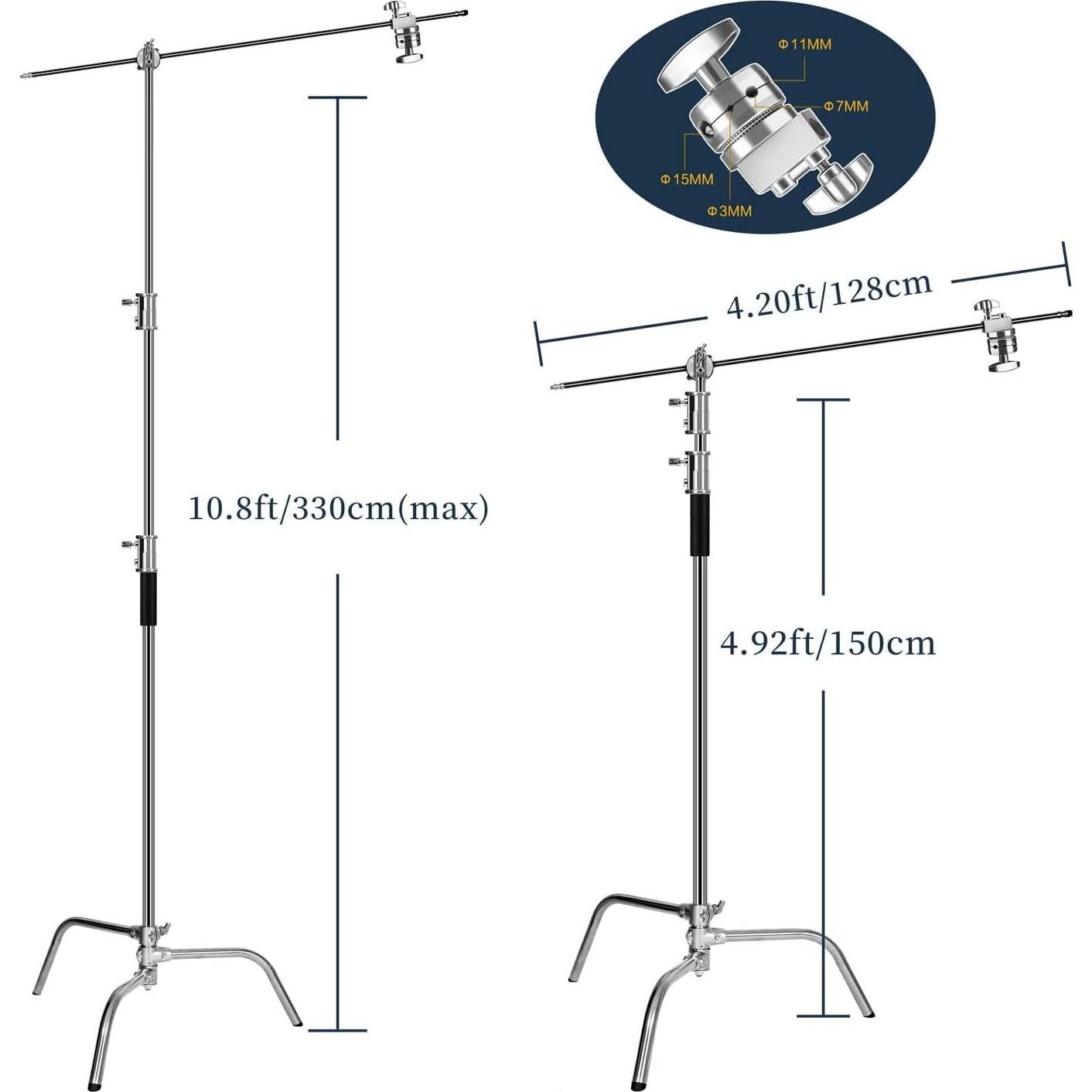 C-Stand de Acero Inoxidable GSY - Soporte Fotográfico 320cm