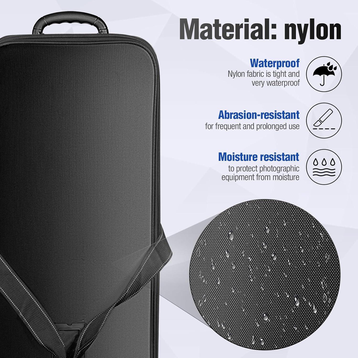 EMART Photo Studio Equipment Trolley Case 50.4x14.4x11 inch/128x36.5x27.7cm, Black Heavy Duty Carrying Rolling Camera Bag with Wheels for Light Stand, Tripod, Softbox, Flash