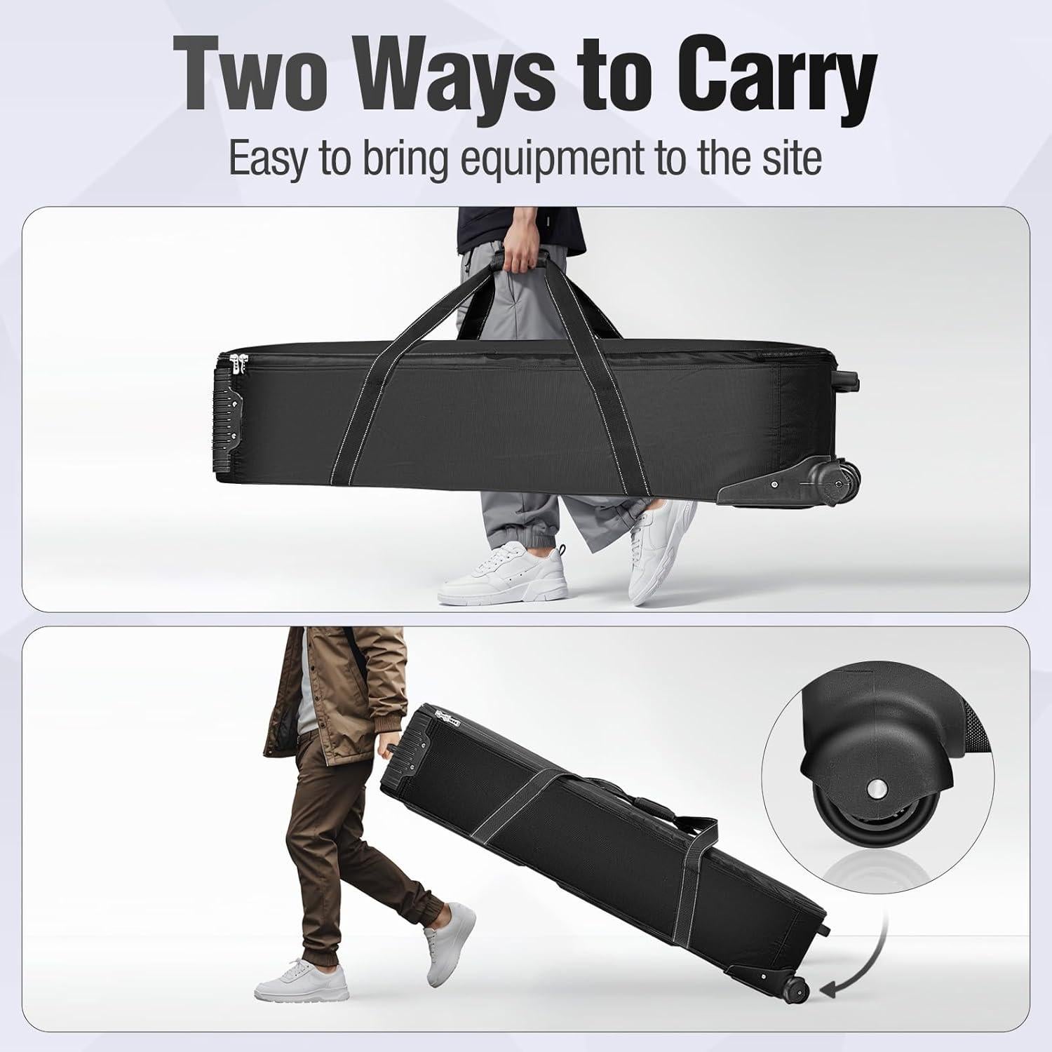 EMART Photo Studio Equipment Trolley Case 50.4x14.4x11 inch/128x36.5x27.7cm, Black Heavy Duty Carrying Rolling Camera Bag with Wheels for Light Stand, Tripod, Softbox, Flash