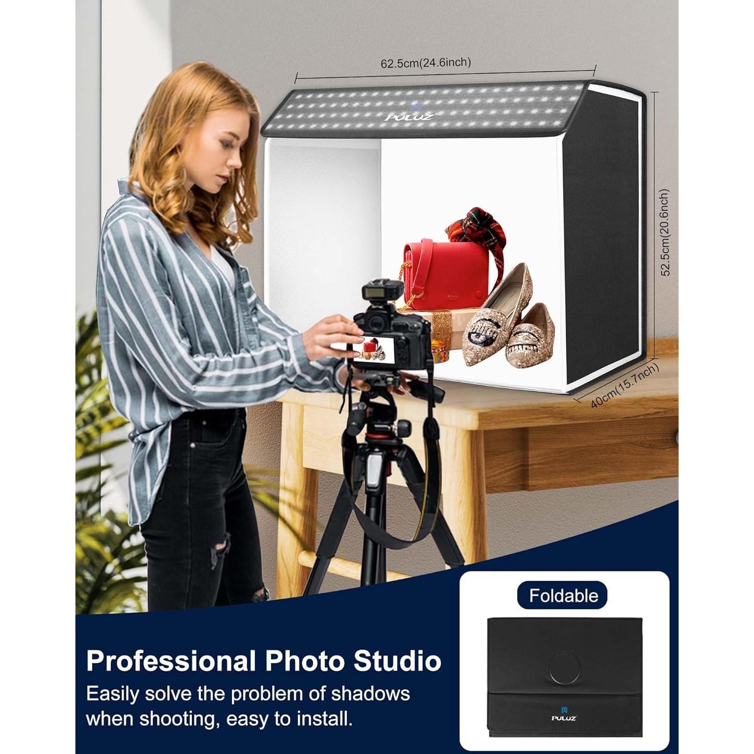 Caja de Luz PULUZ 60x40 cm con 672 LED y 4 Fondos PVC