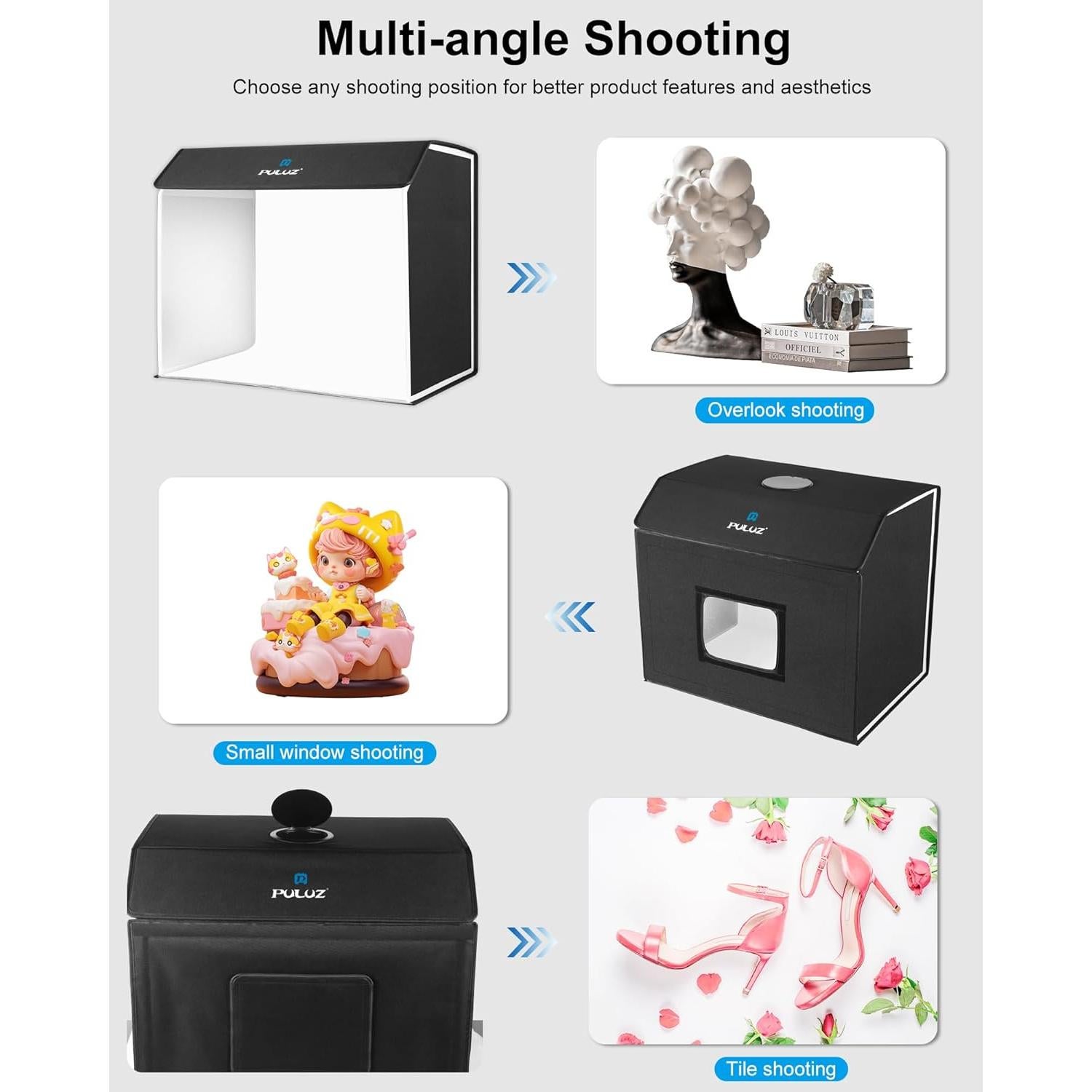 Caja de Luz PULUZ 60x40 cm con 672 LED y 4 Fondos PVC