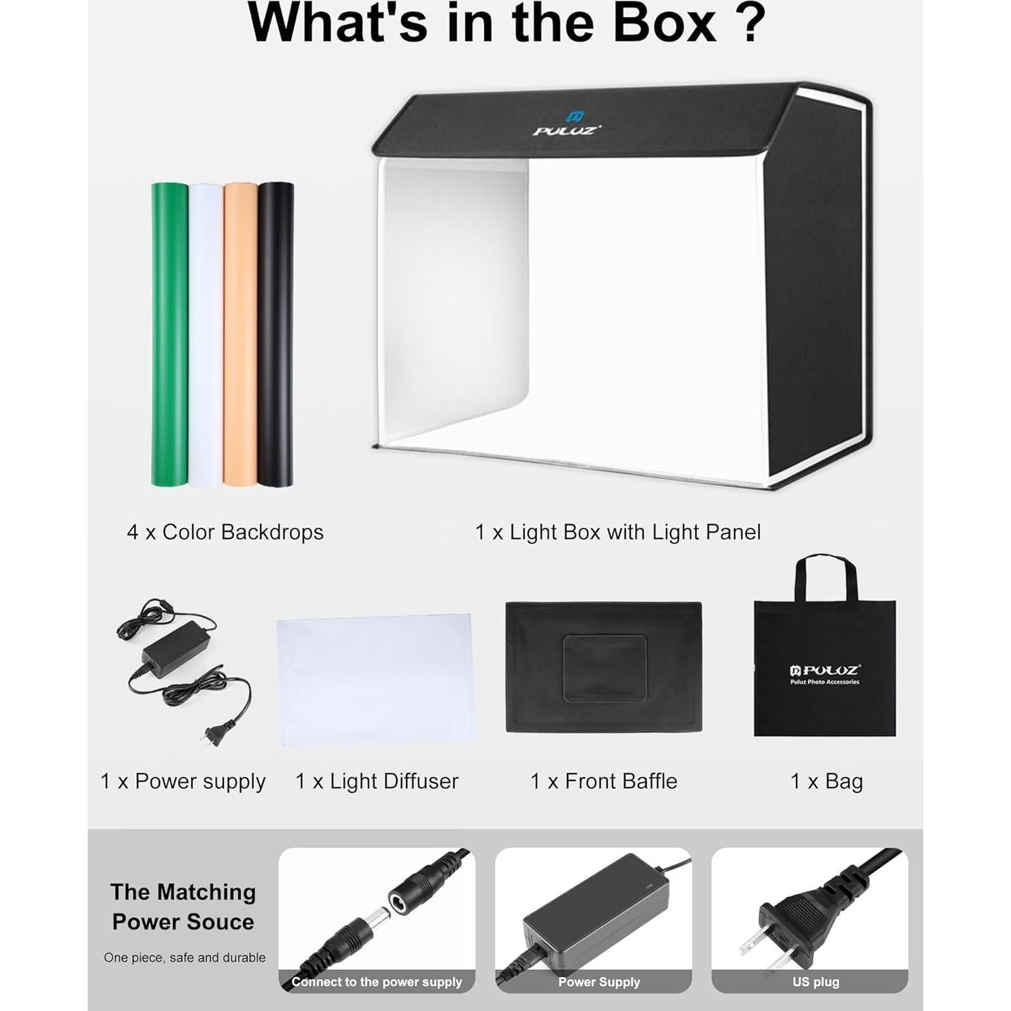 Caja de Luz PULUZ 60x40 cm con 672 LED y 4 Fondos PVC