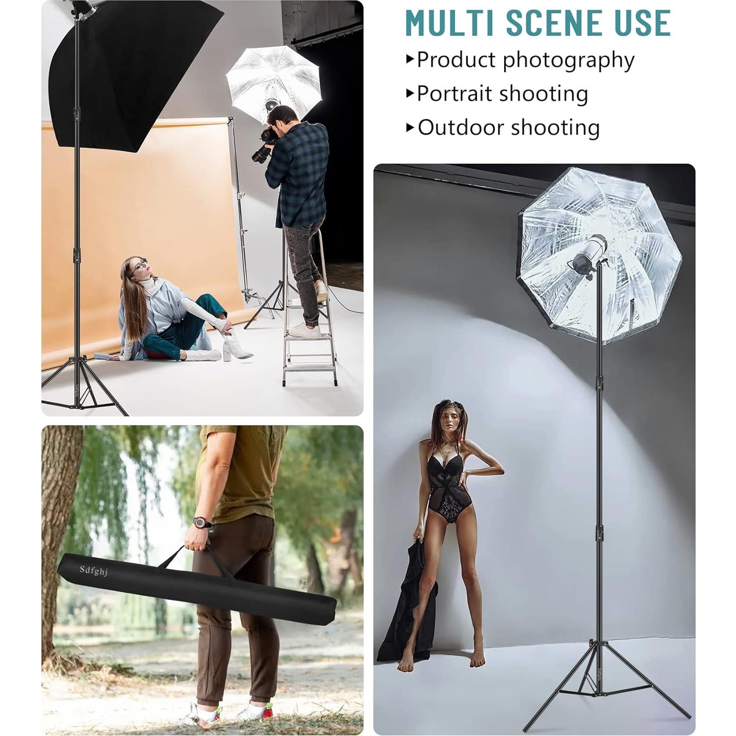 Paquete de 2 Soportes de Trípode de Fotografía 2.8m Aluminio