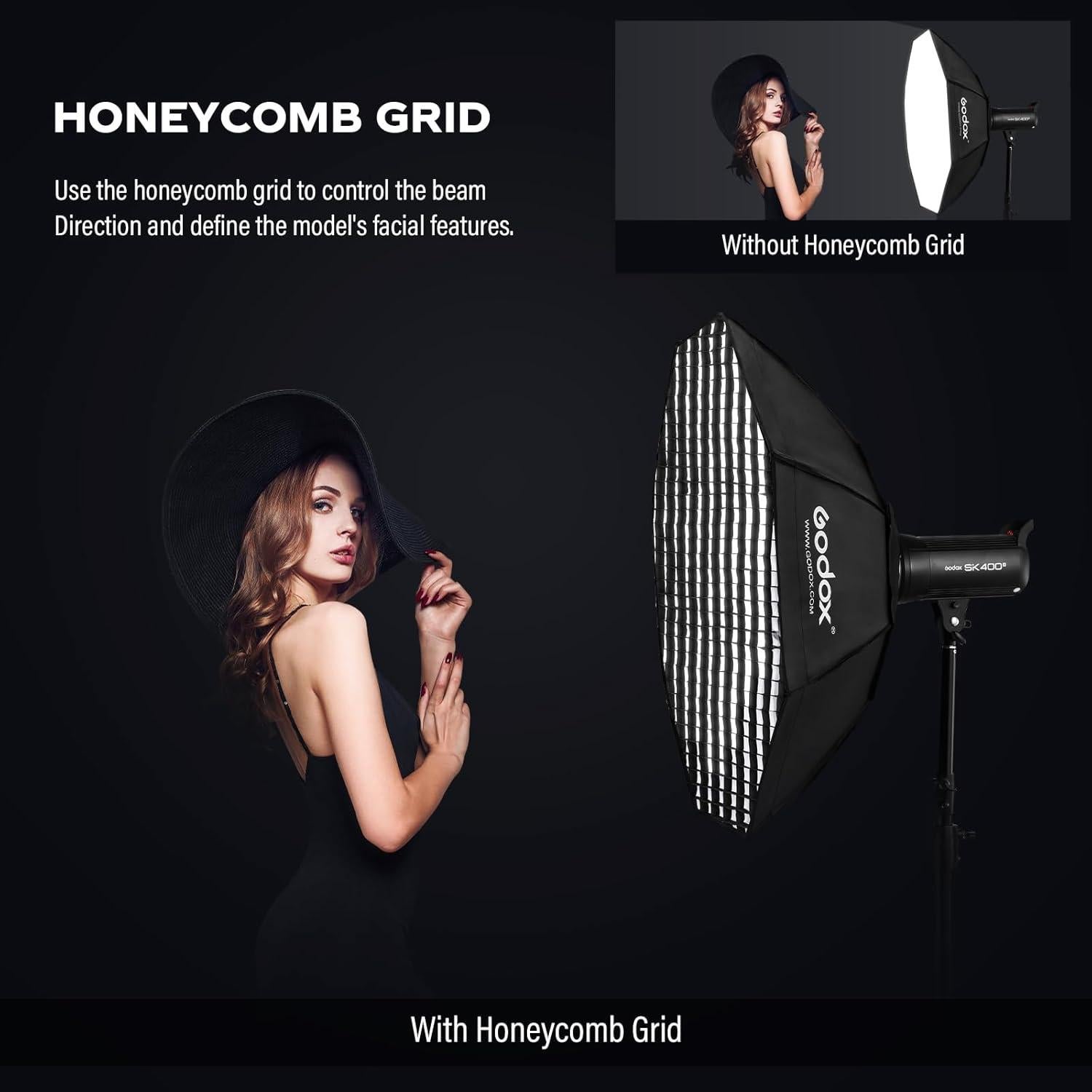 Softbox Octágono Godox 120cm con Rejilla y Difusores