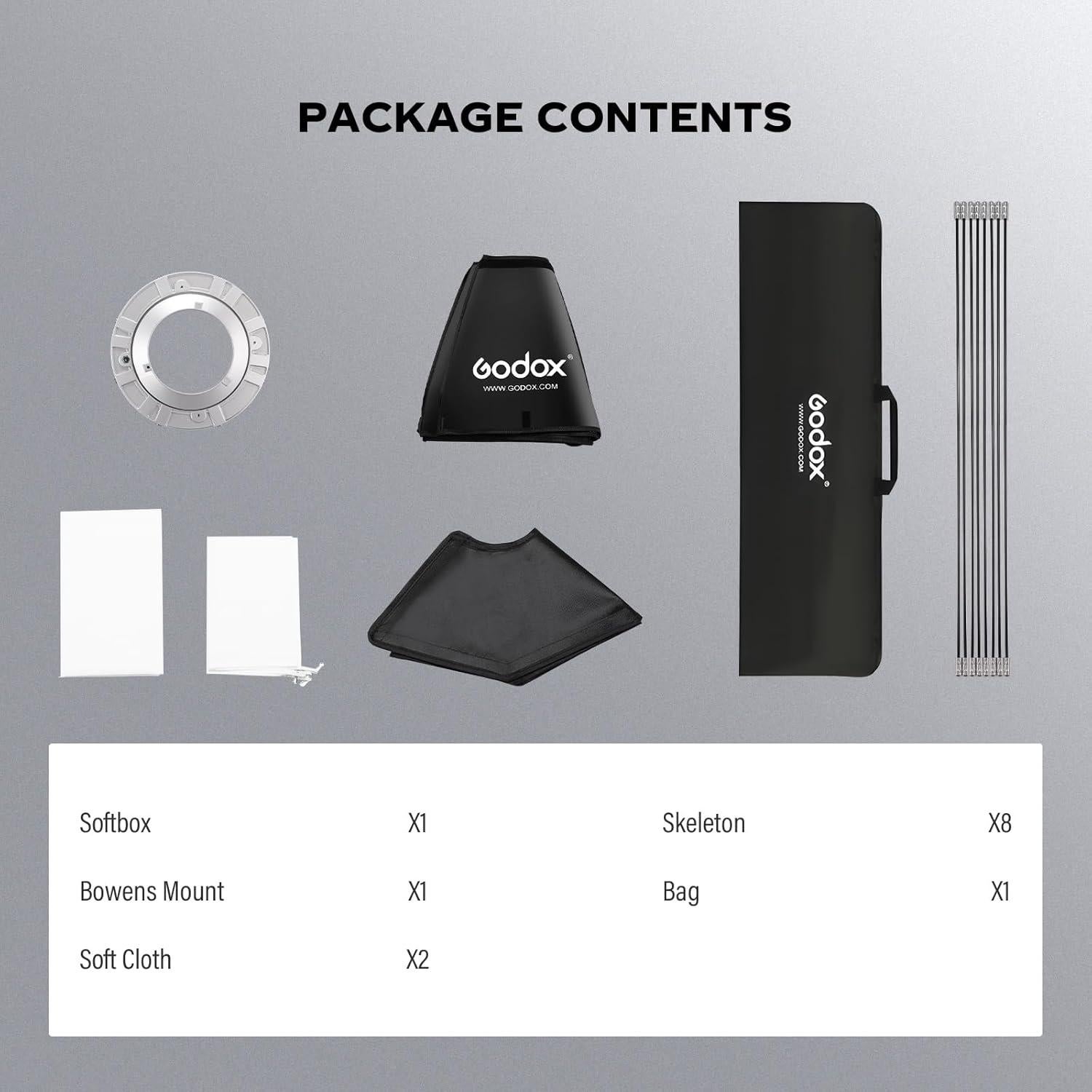 Softbox Octágono Godox 120cm con Rejilla y Difusores