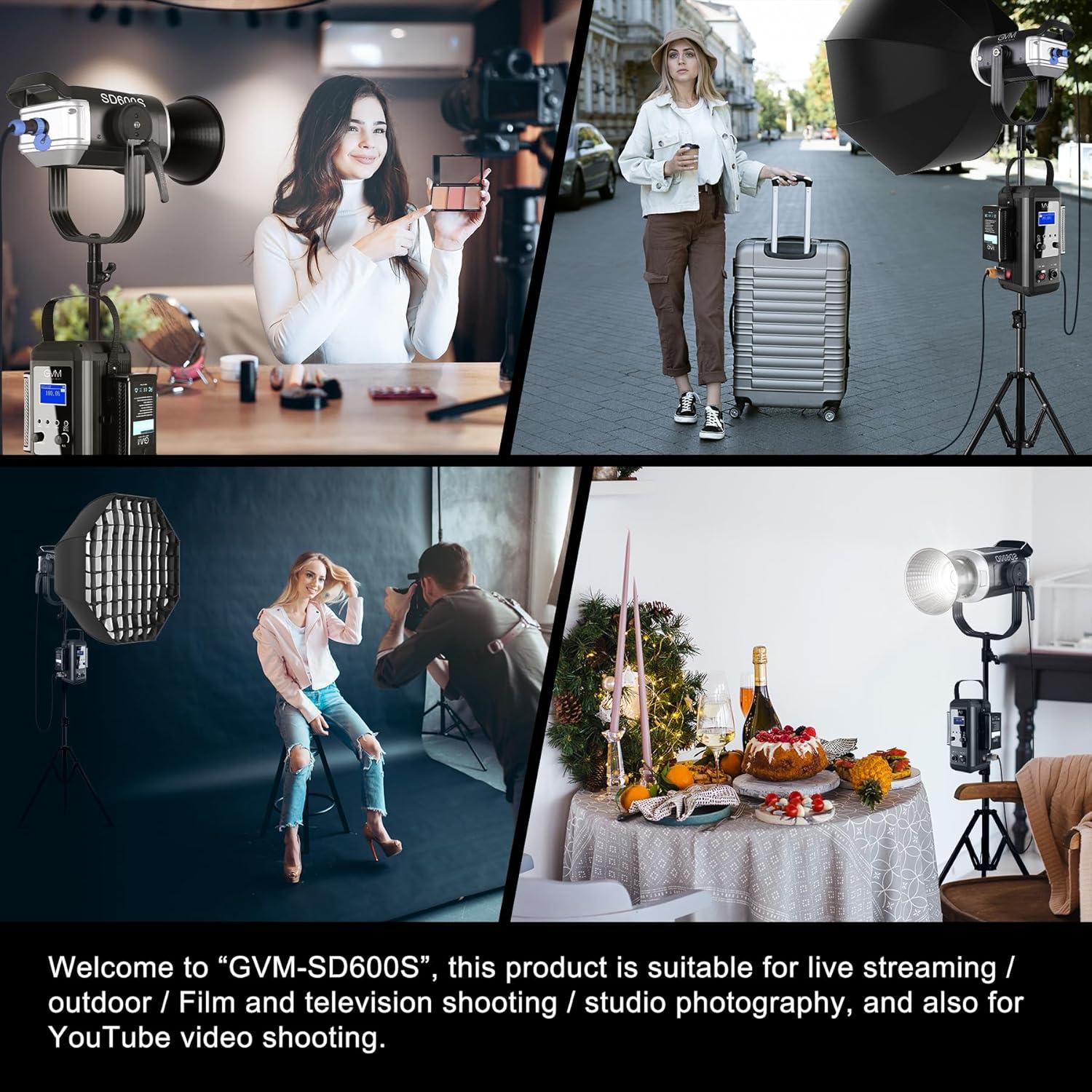 Luz de Video LED GVM SD600S 600W 5600K para Fotografía