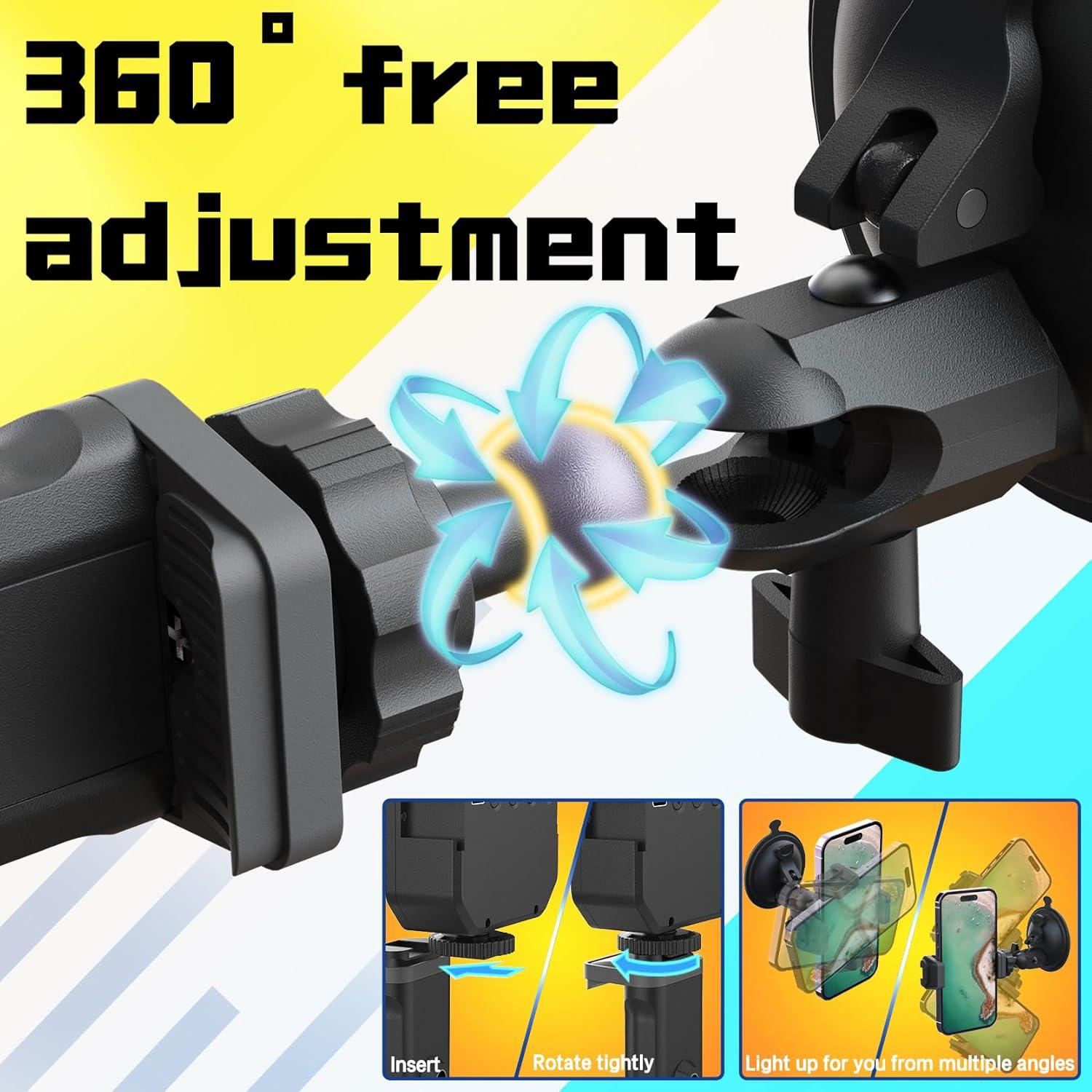 Soporte de Teléfono con Ventosa y Luz Recargable HzTinT
