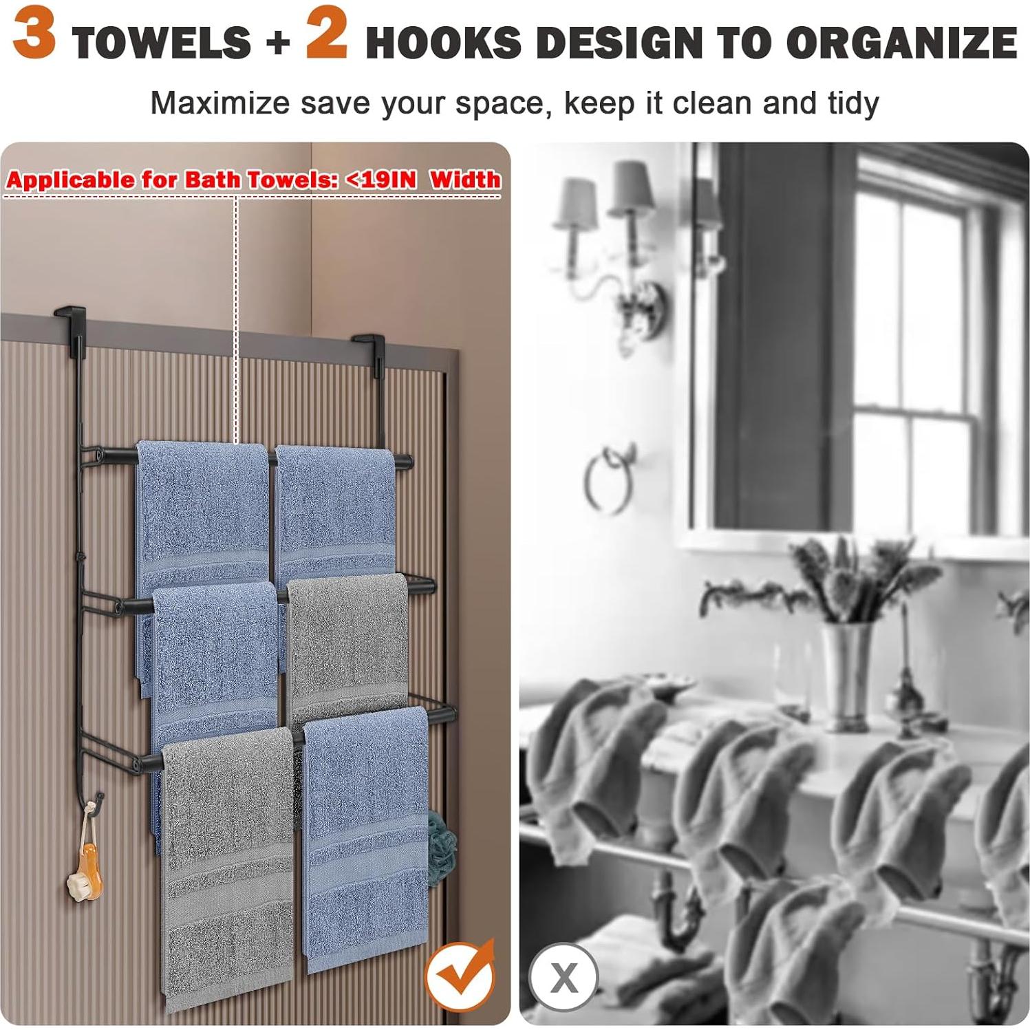 Soporte de Toallas Livabber 3 Niveles Metal Negro