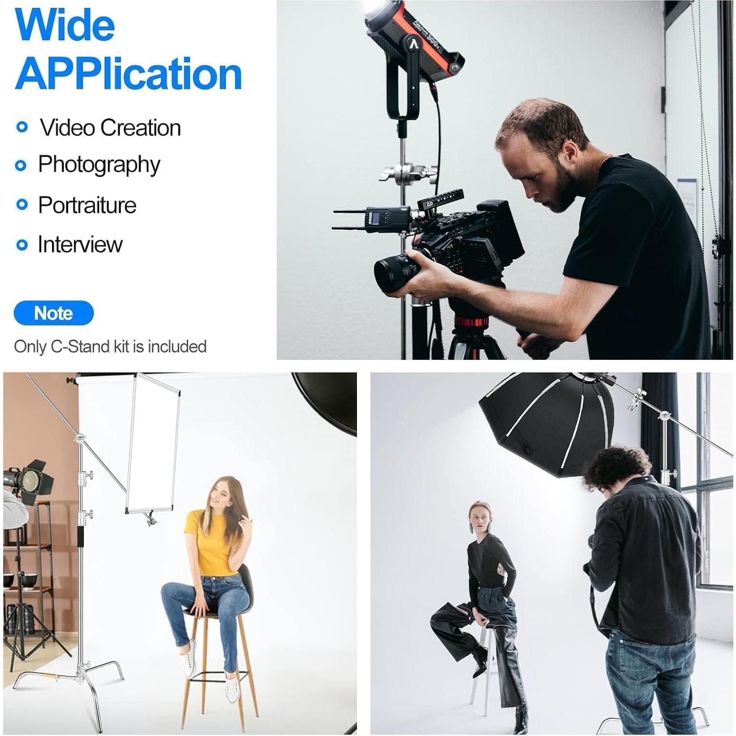 Soporte de Luz Fotografía EMART C Stand 330cm Acero Inoxidable