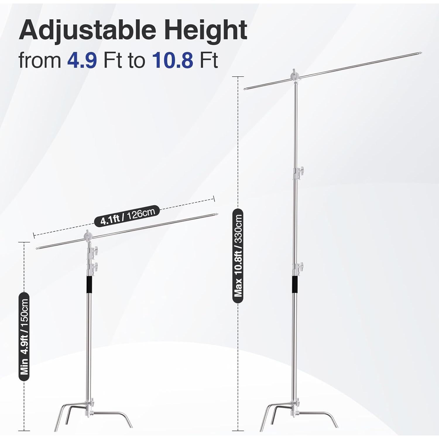 Soporte de Luz Fotografía EMART C Stand 330cm Acero Inoxidable
