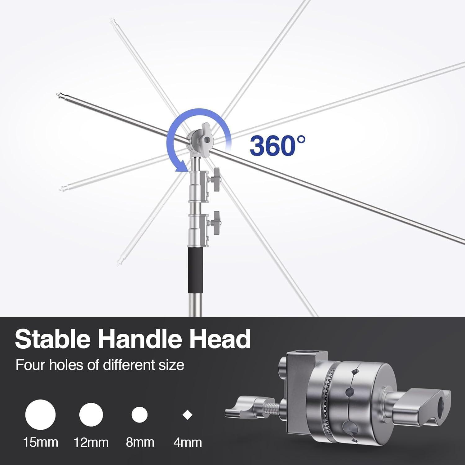 Soporte de Luz Fotografía EMART C Stand 330cm Acero Inoxidable