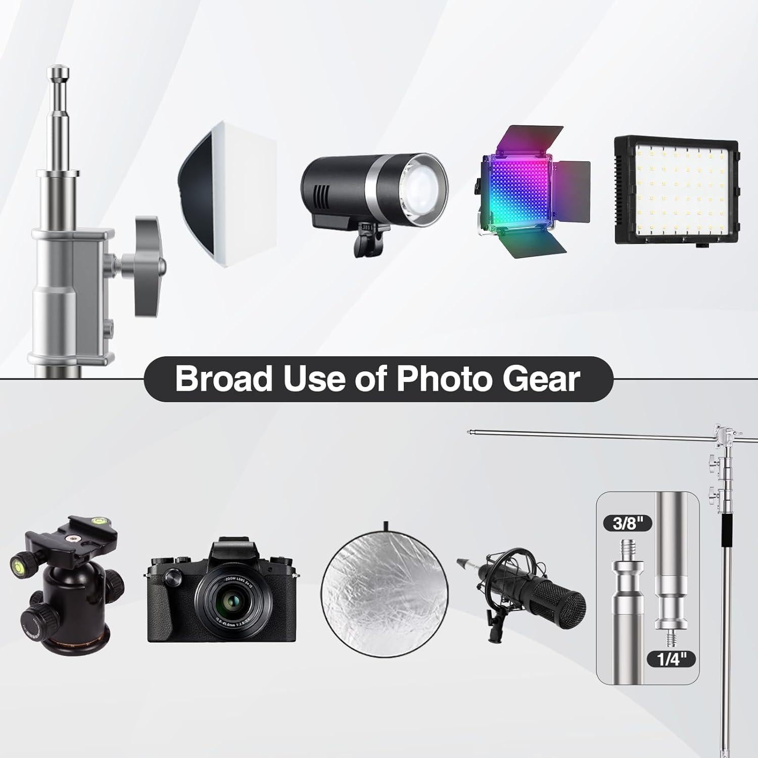 Soporte de Luz Fotografía EMART C Stand 330cm Acero Inoxidable