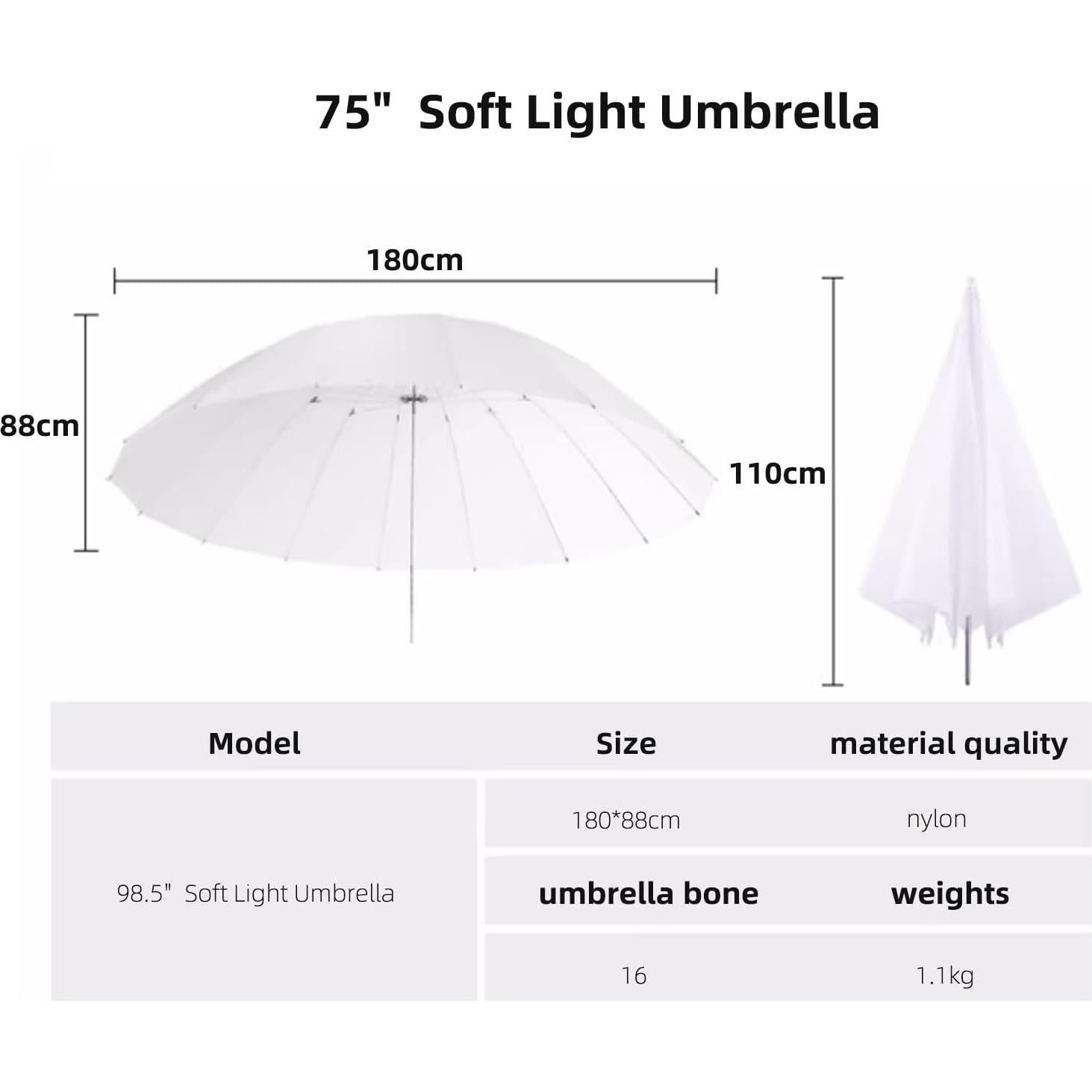 Paraguas de Luz Suave Godox UB-L2 75" (180 cm) para Fotografía