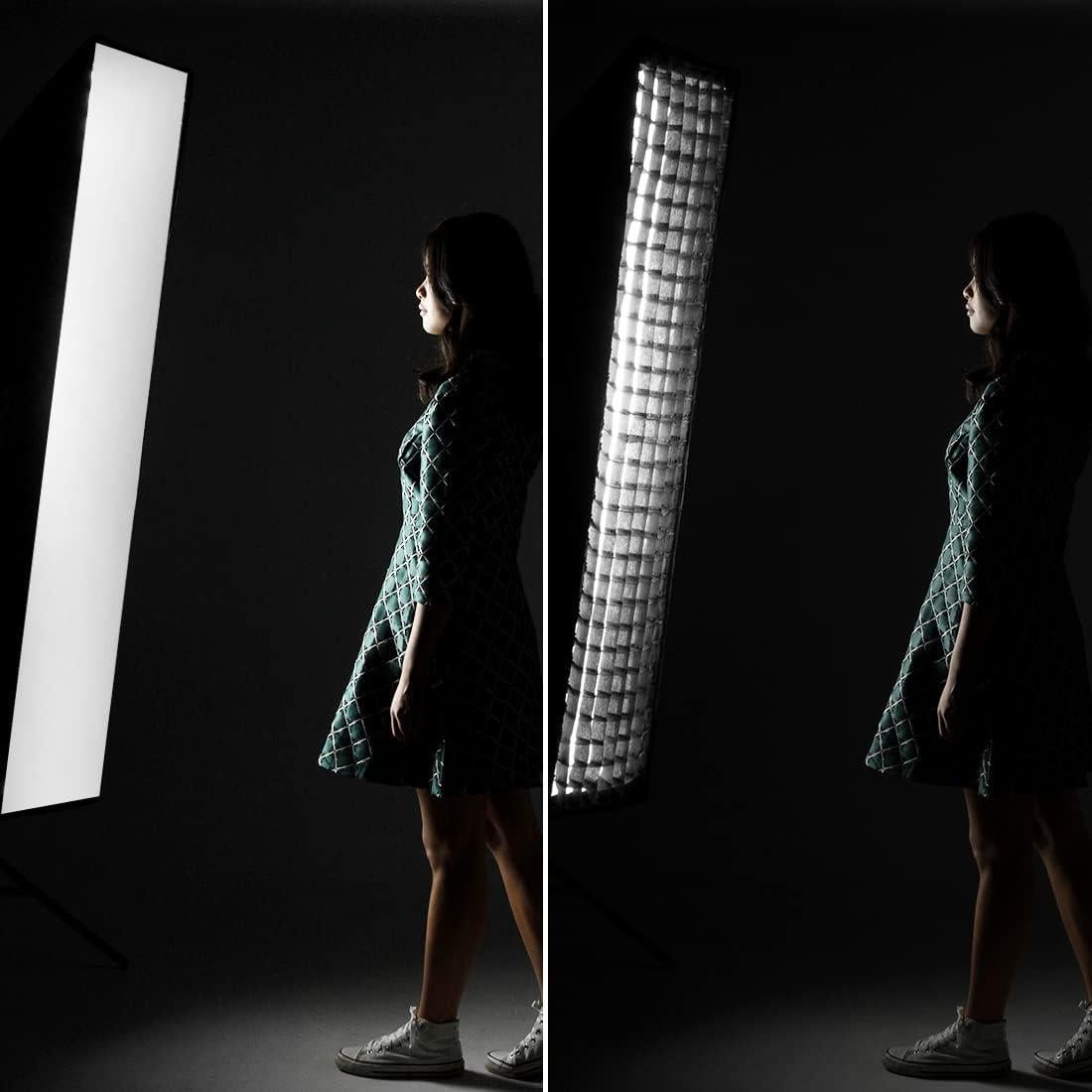 Softbox Rectangular AMBITFUL 35x160cm con Rejilla Panal (2PCS)
