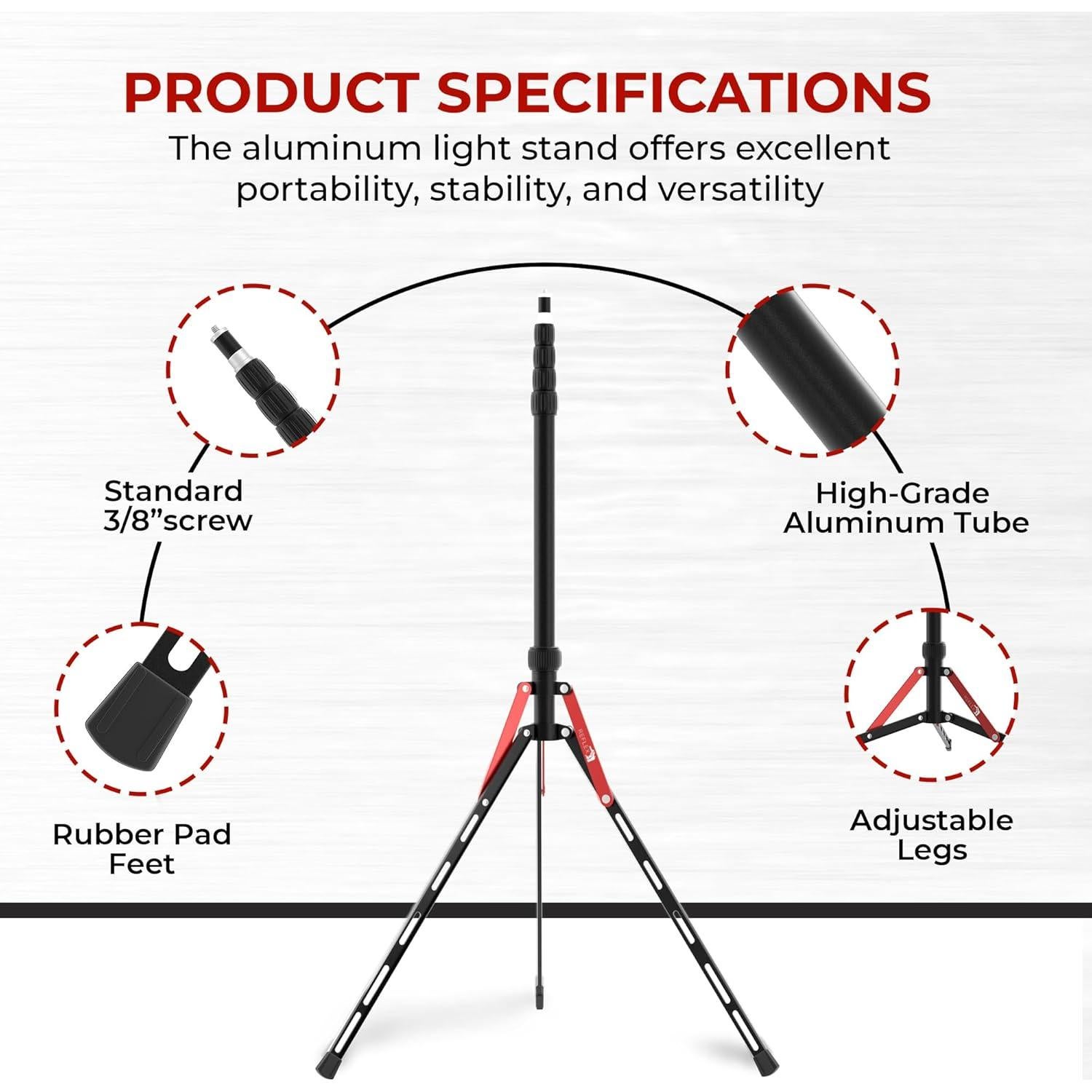 Soporte de Luz de Viaje Reflex Camera 2.2m Aluminio Ligero