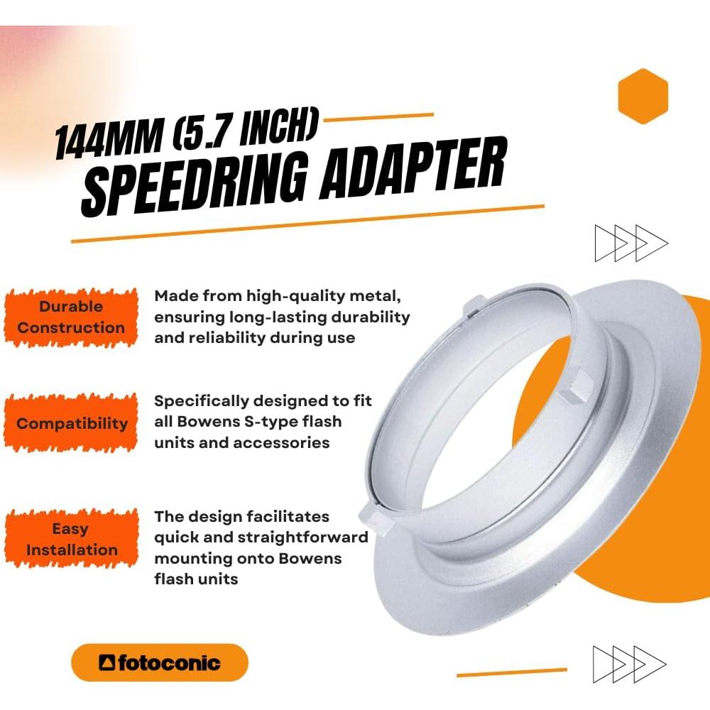 Adaptador de Anillo de Velocidad 144mm Fotoconic para Softbox