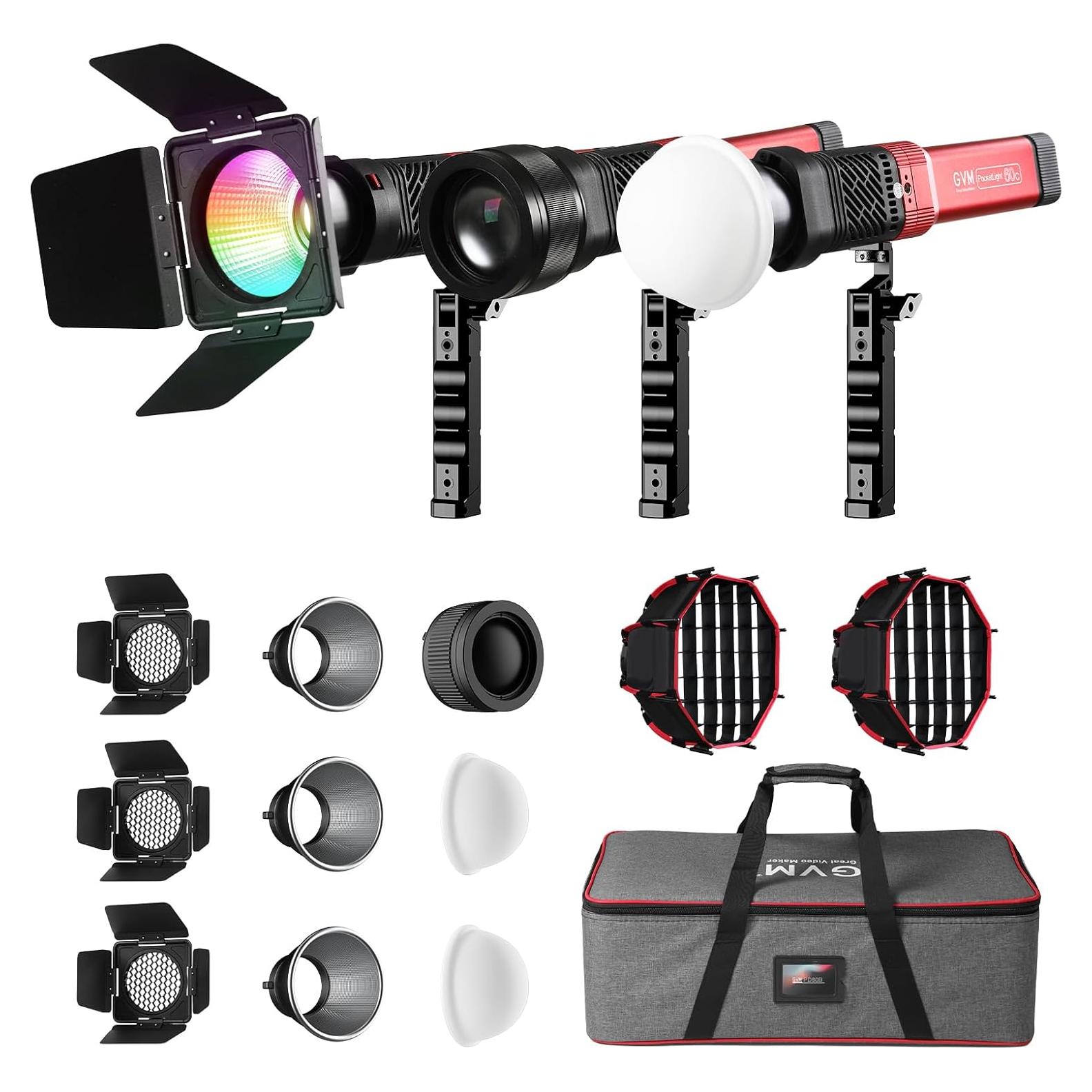 Luz de Video GVM PD60C RGB 60W con Softbox y Resistencia IP65