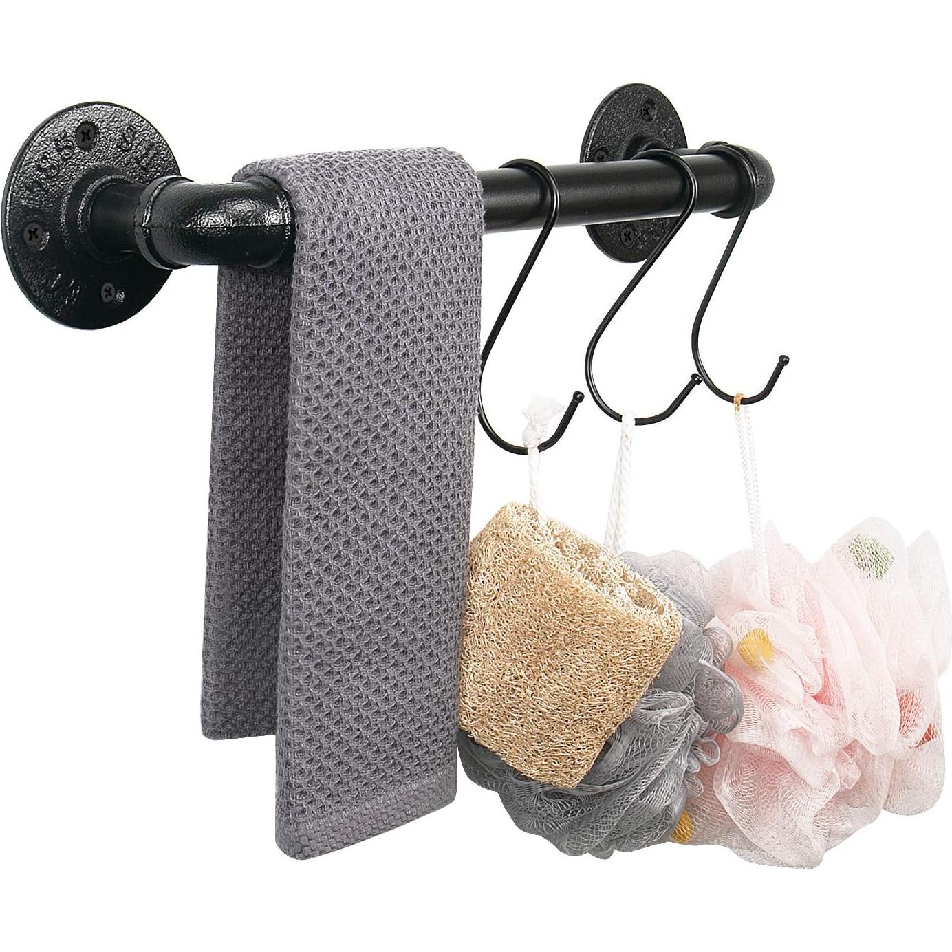 Soporte de Toalla Jeasor 30 cm Negro Industrial Pared