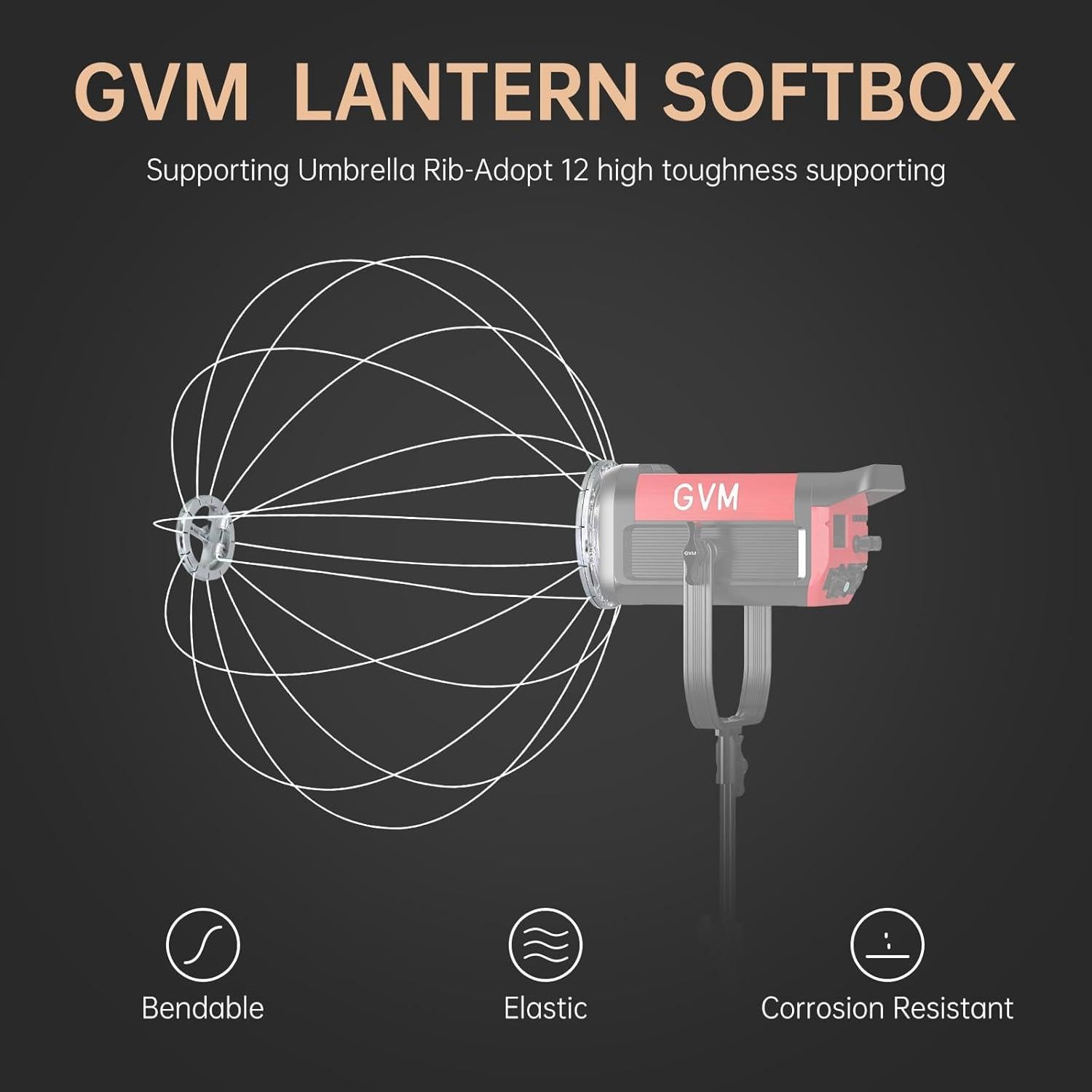 Softbox de Linterna GVM 66cm Compatible con Montaje Bowens