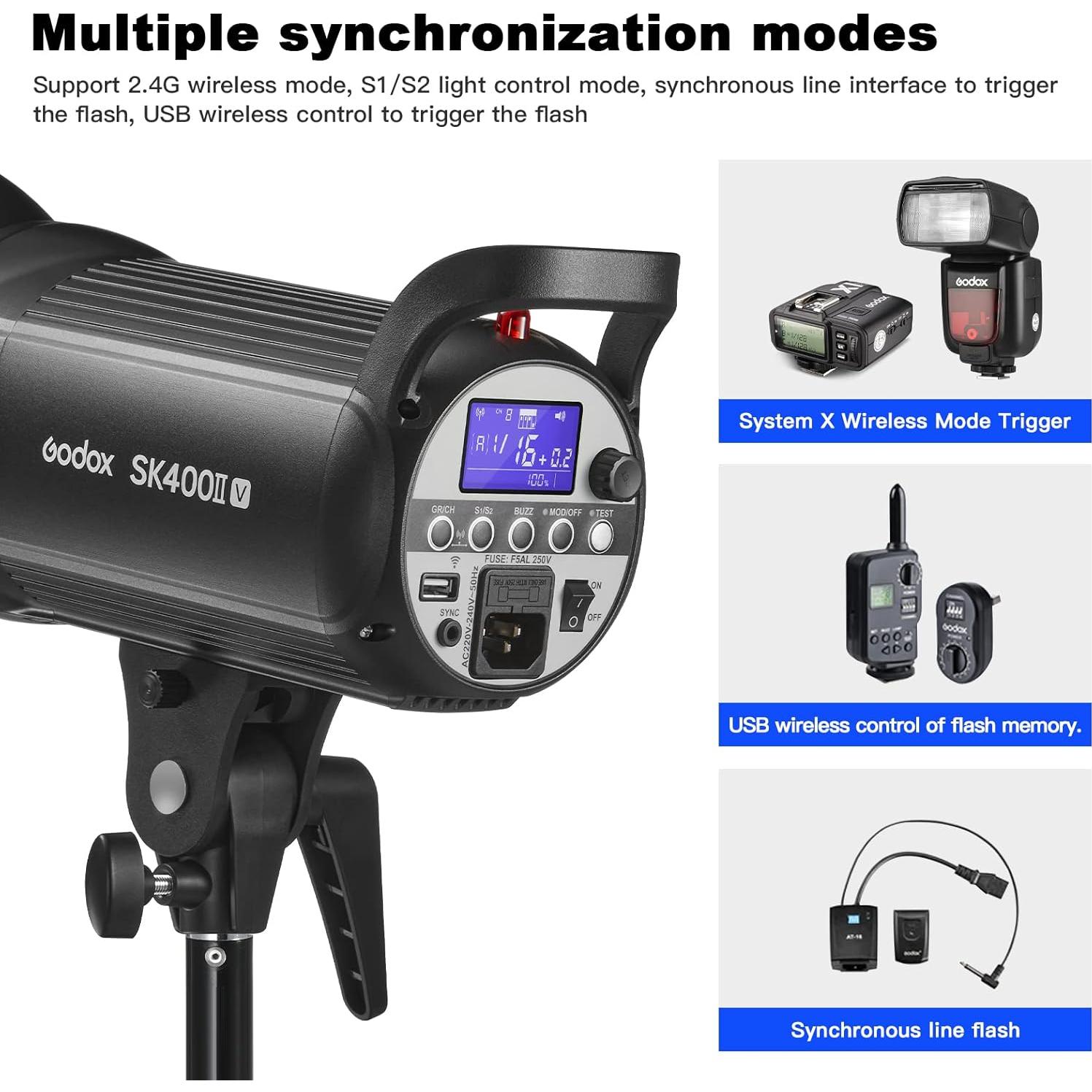 Flash Estroboscópico Godox SK400IIV 400W Inalámbrico Bowens