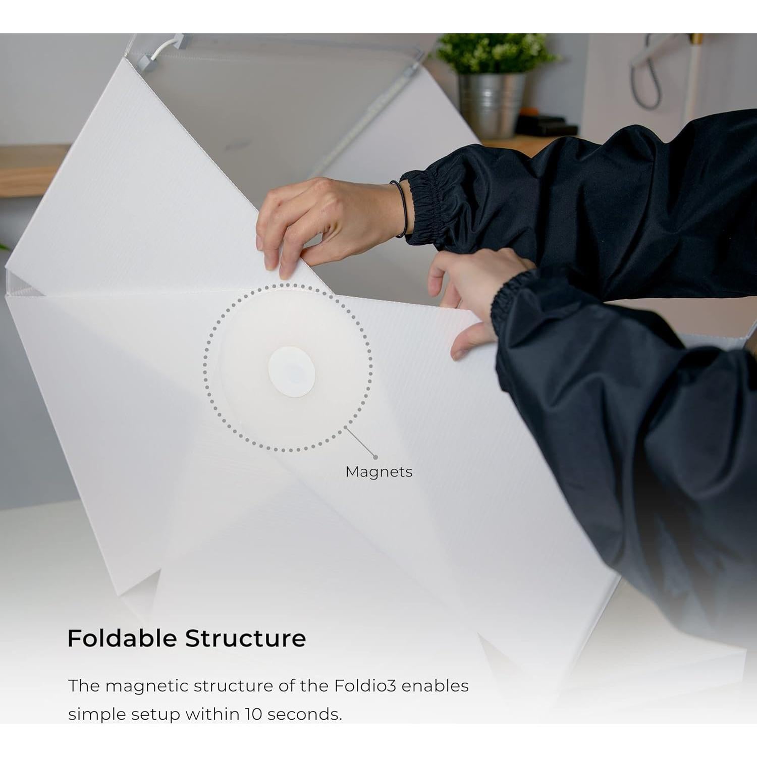 Foldio3 (25inch Lightbox for Product Photography / 25" x 25" / Portable Studio, Dimmable LED Chips, CRI 97+, Background Sheet Included | ORANGEMONKIE | World 1st All-in-one Photo Studio)