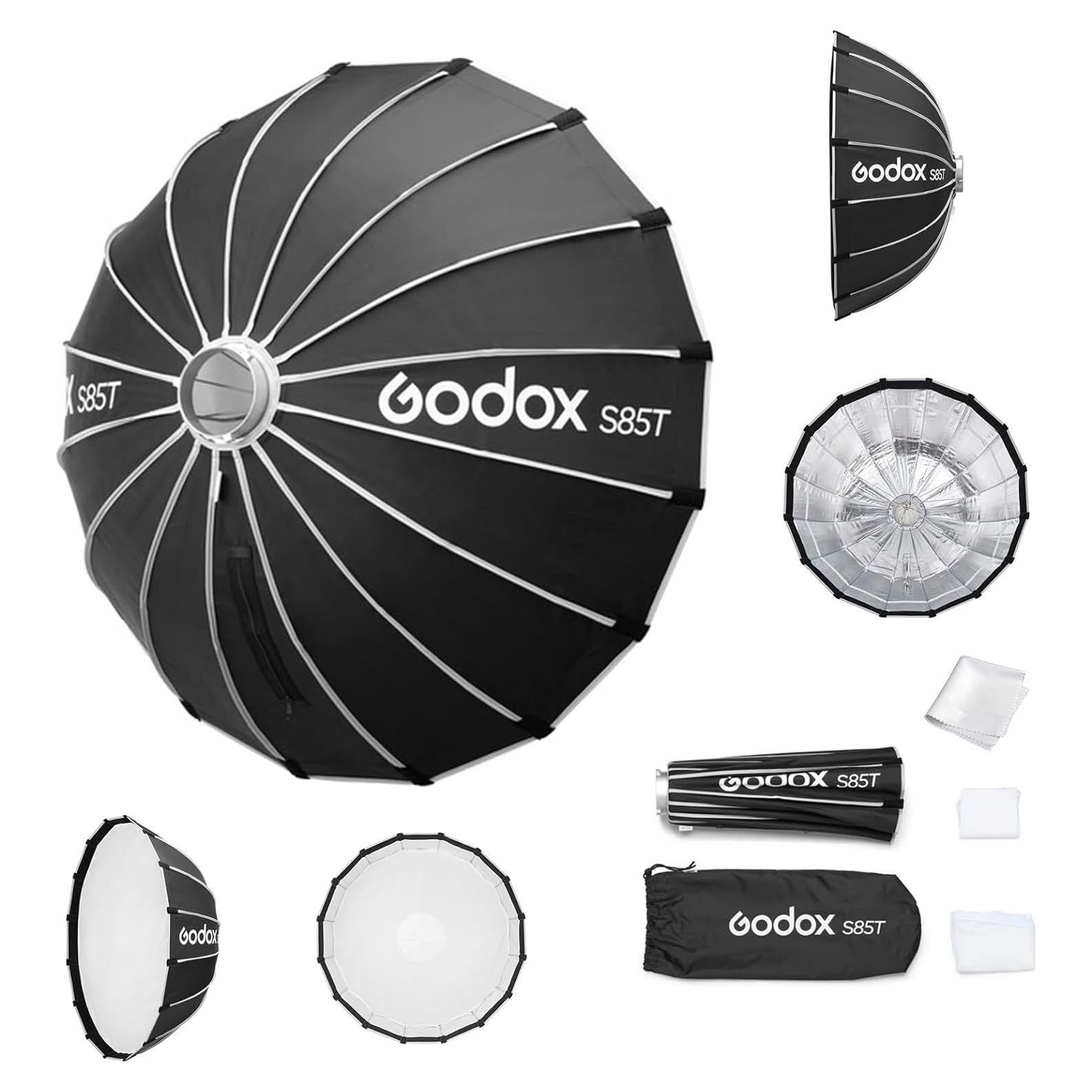 Godox Softbox Godox S85T 85cm/33.5in Quick Release Umbrella Softbox, Bowens Mount with Removable Front and Inner Diffusers for Photography, Live Streaming and Travel