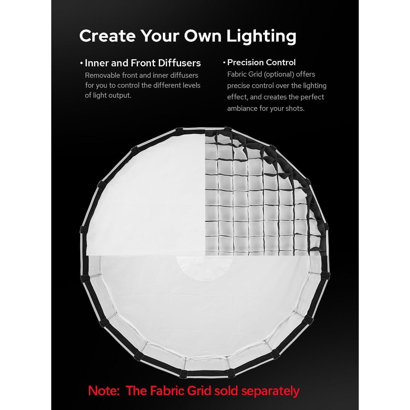 Godox Softbox Godox S85T 85cm/33.5in Quick Release Umbrella Softbox, Bowens Mount with Removable Front and Inner Diffusers for Photography, Live Streaming and Travel