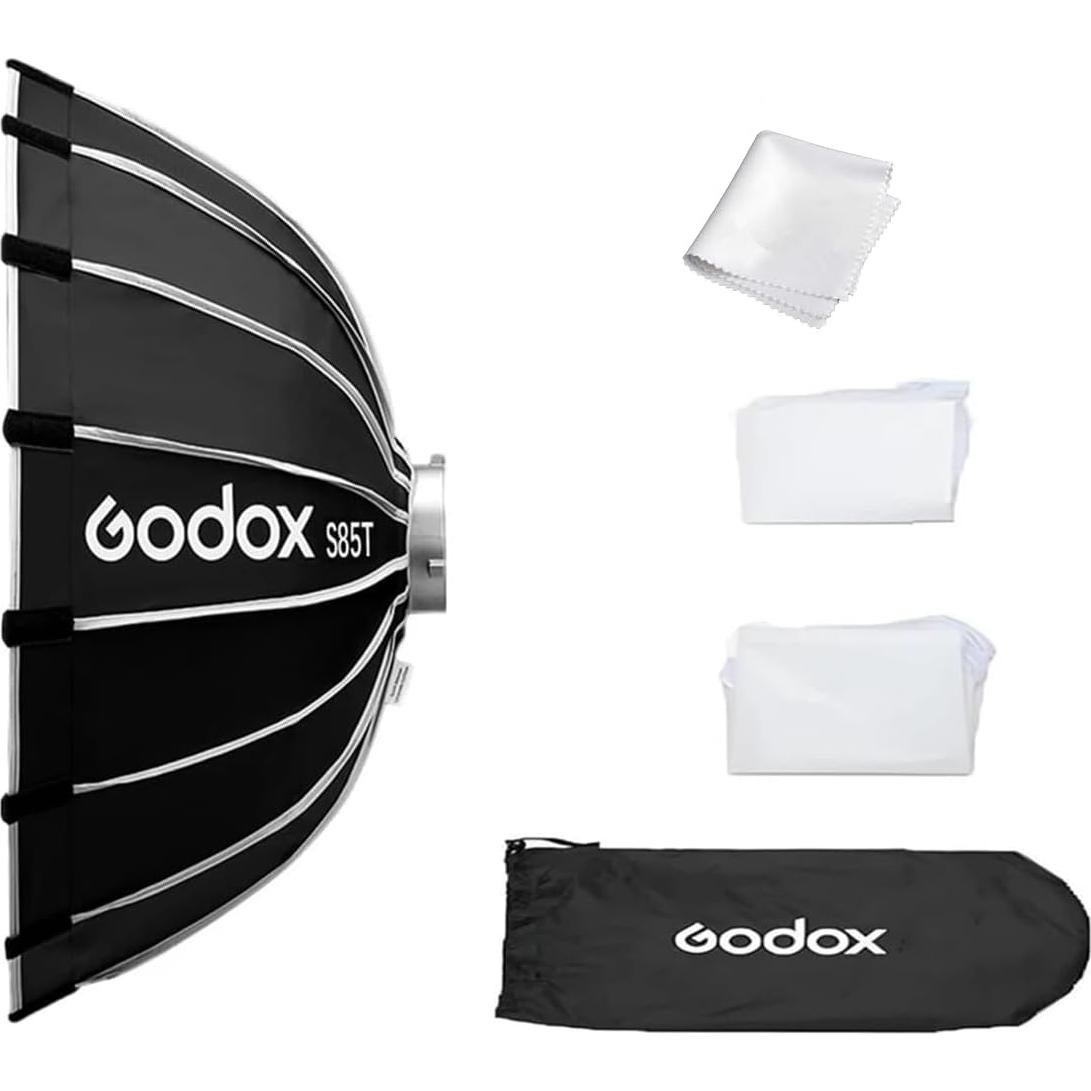 Godox Softbox Godox S85T 85cm/33.5in Quick Release Umbrella Softbox, Bowens Mount with Removable Front and Inner Diffusers for Photography, Live Streaming and Travel