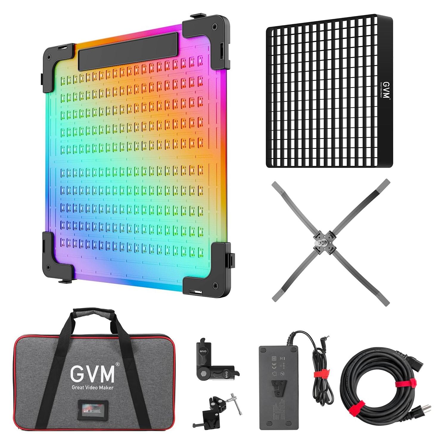 Luz de Video LED GVM B100C 100W RGB Flexible 2000K-10000K