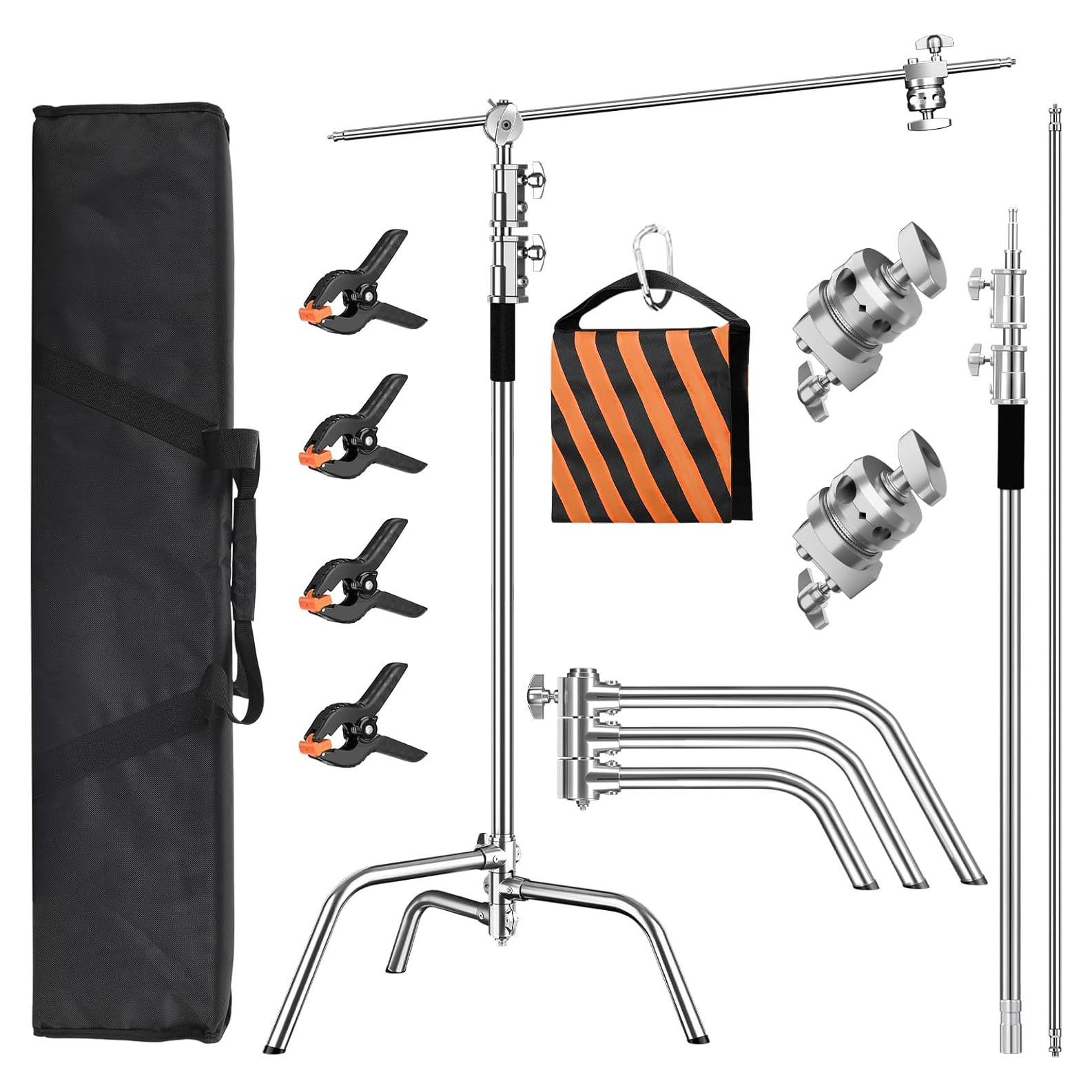 Soporte C de Alta Resistencia 210cm con Brazo y Bolsa de Arena