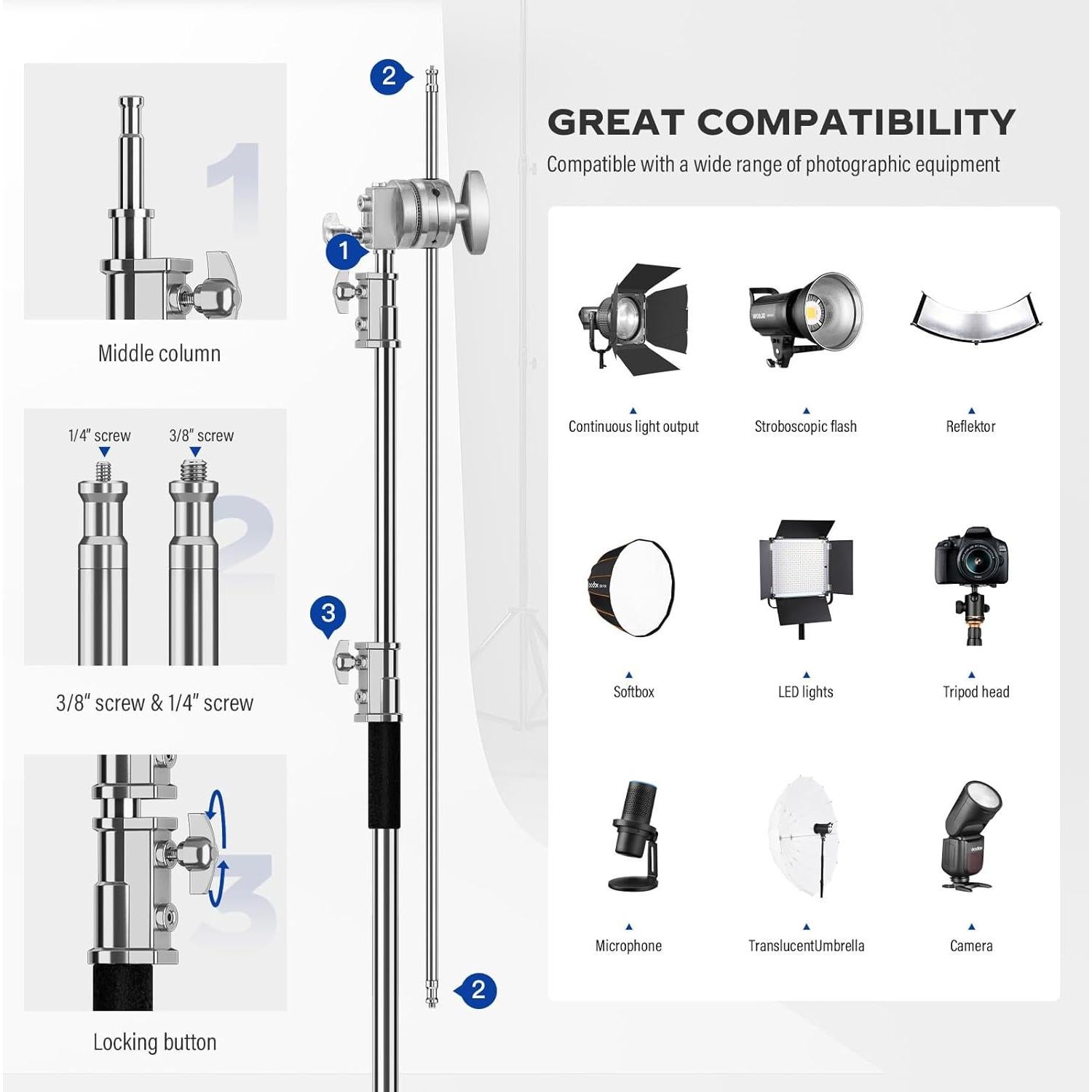 Soporte C de Alta Resistencia 210cm con Brazo y Bolsa de Arena