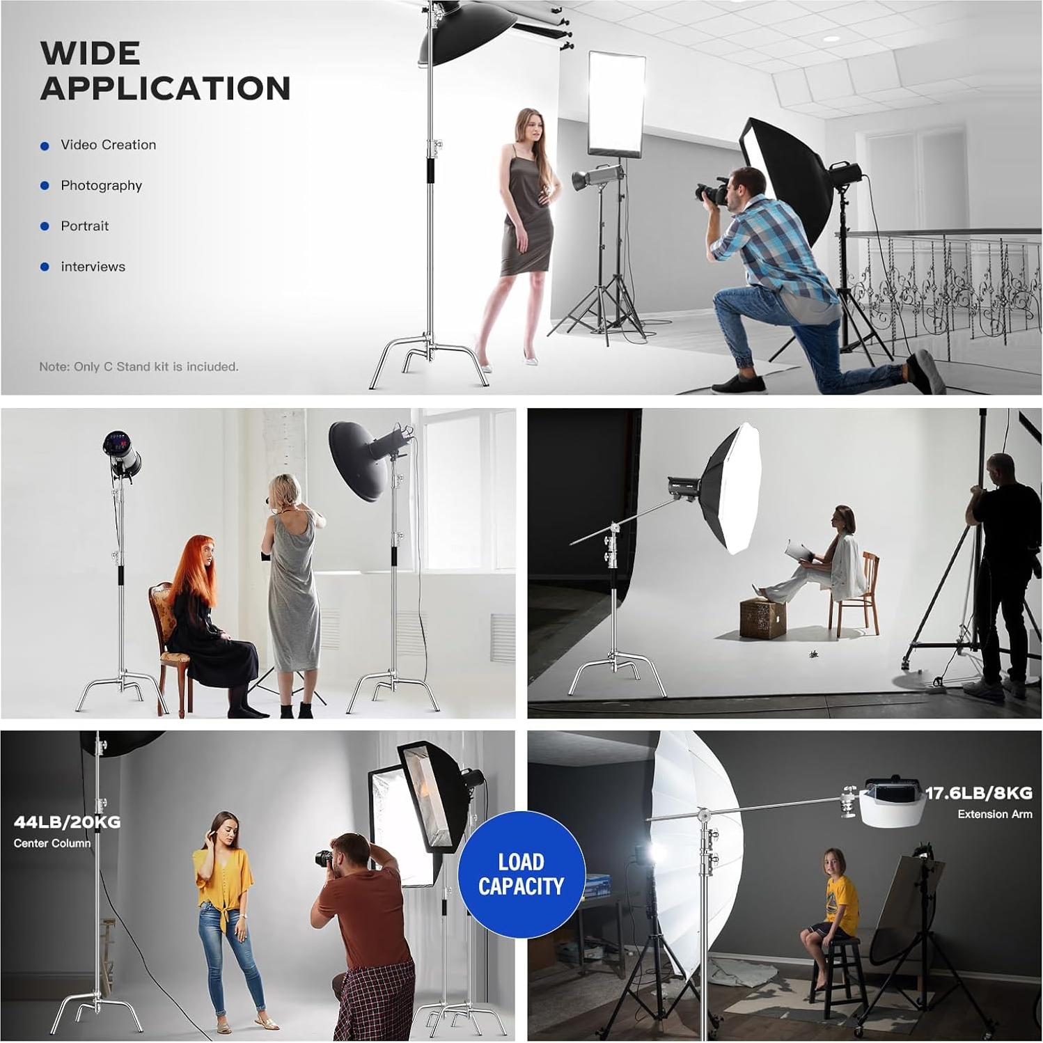 Soporte C de Alta Resistencia 210cm con Brazo y Bolsa de Arena