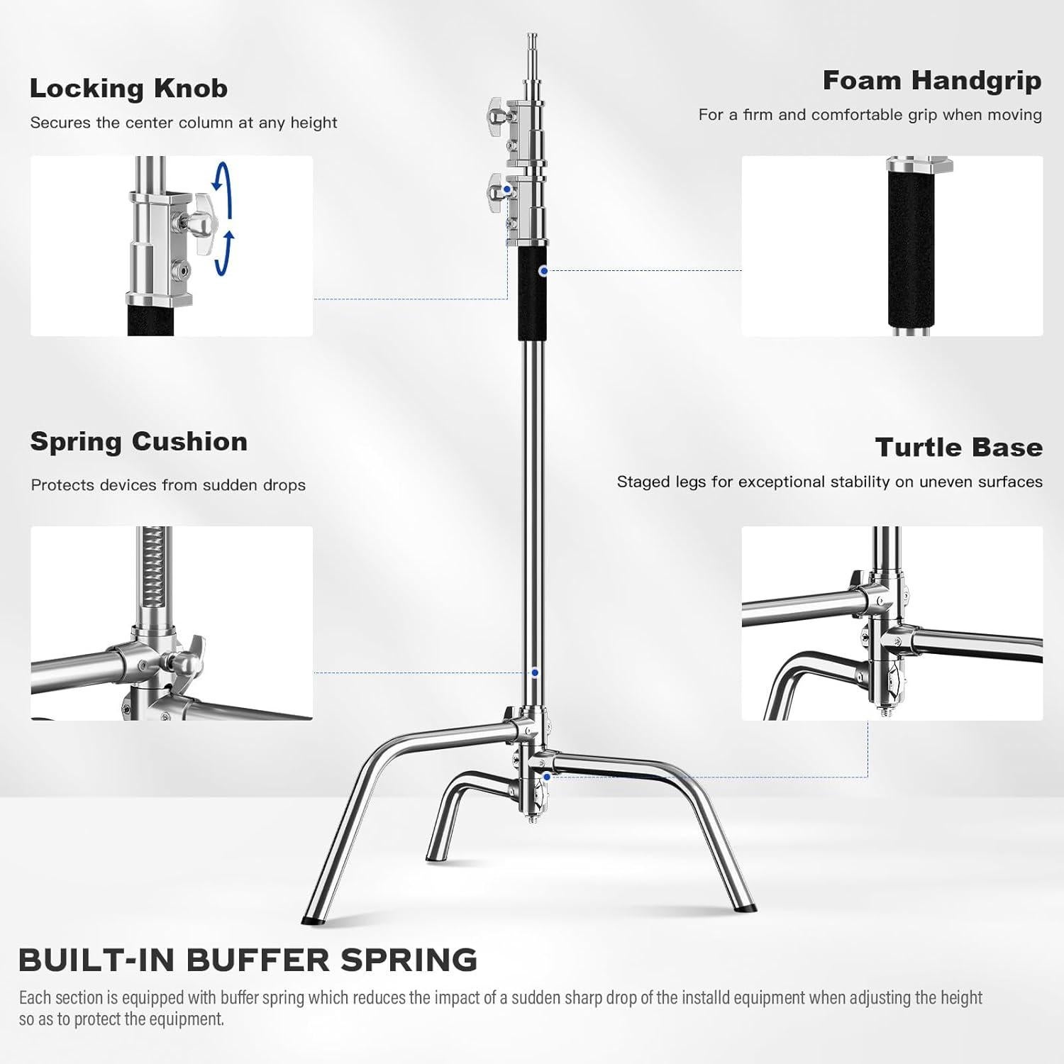 Soporte C de Alta Resistencia 210cm con Brazo y Bolsa de Arena