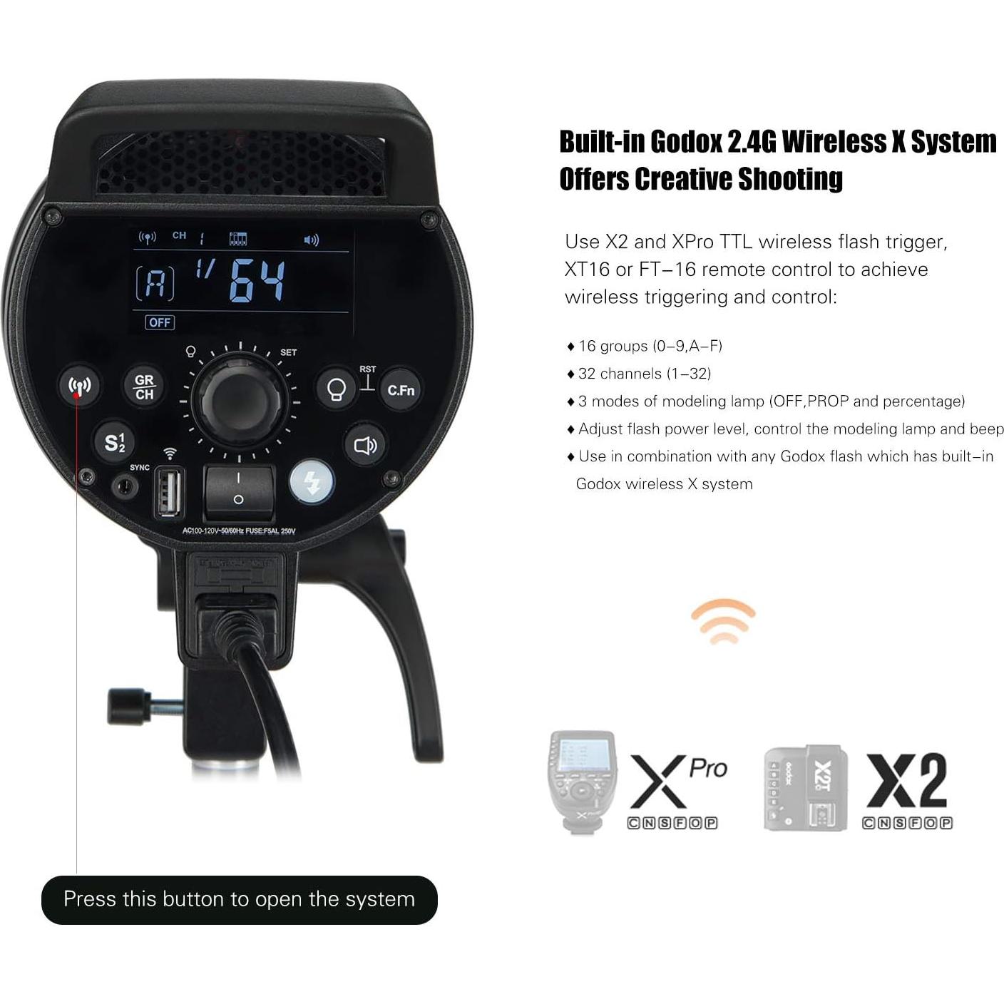 Flash de Estudio Godox DP400III 400Ws Inalámbrico 5600K