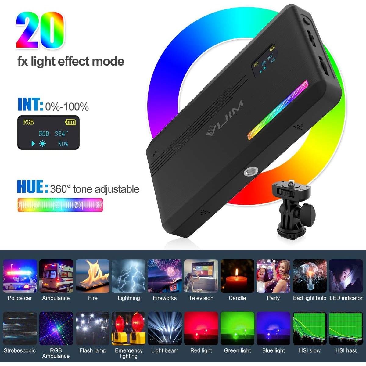 Luz LED de Video RGB VIJIM VL196 Dimmable 2500K-9000K
