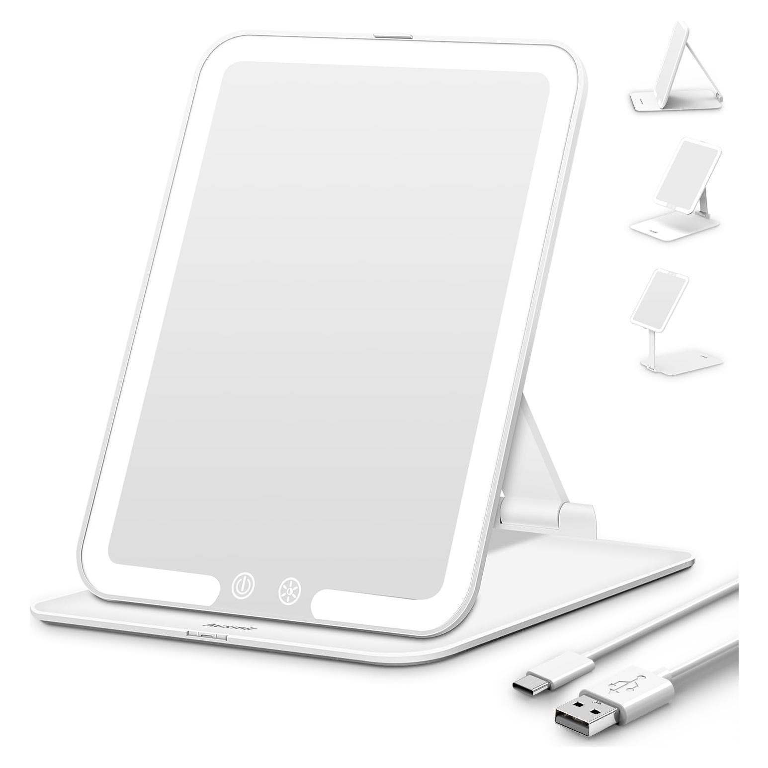 Espejo de Maquillaje Auxmir Plegable con Luz LED 72, Blanco