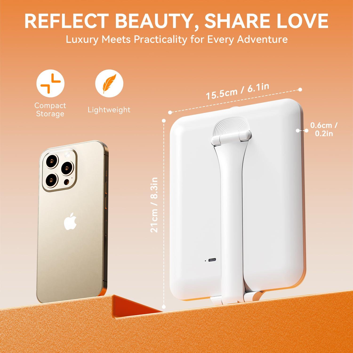 Espejo de Maquillaje Auxmir Plegable con Luz LED 72, Blanco