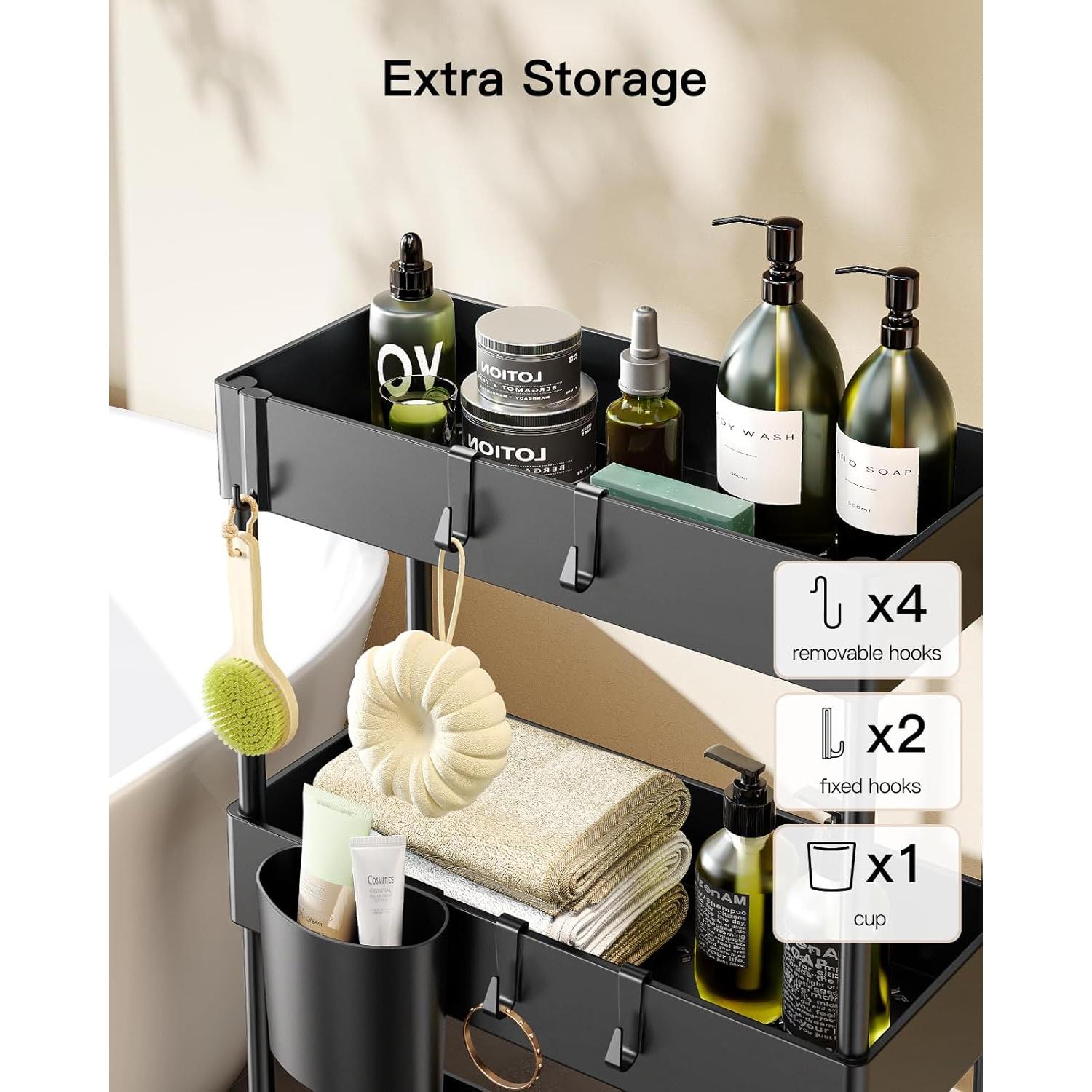 Carro de Almacenamiento Slim Pipishell 3 Niveles Negro